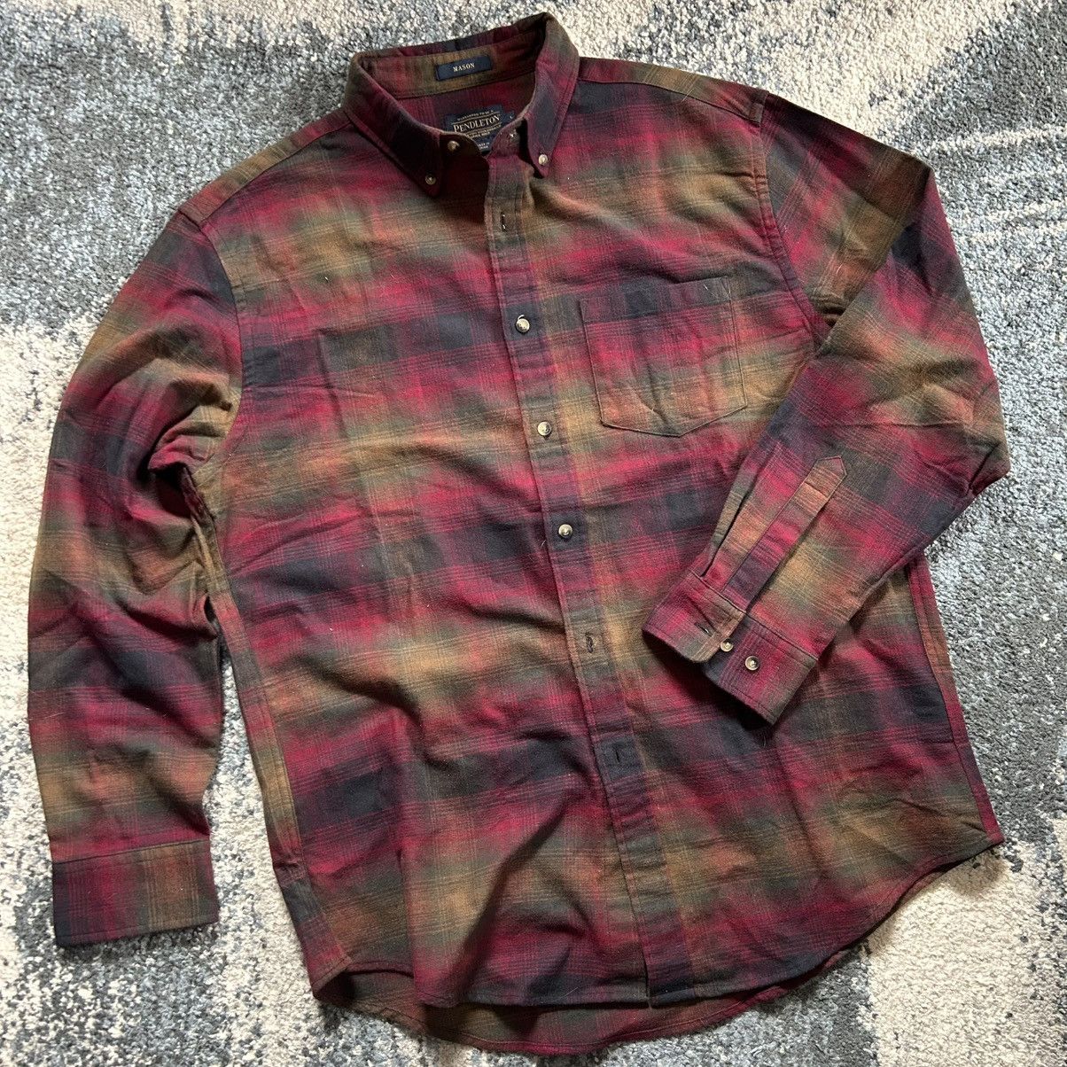 Pendleton HEAVYWEiGHT MASON FLANNEL BUTTON DOWN TAN COYOTE RASPBERRY Size US L / EU 52-54 / 3 - 7 Thumbnail