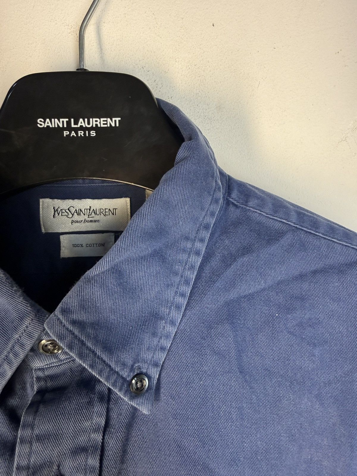 Yves Saint Laurent Blue YSL Shirt Heavy Cotton Vintage Yves Saint Laurent Dress Size US XL / EU 56 / 4 - 19 Thumbnail