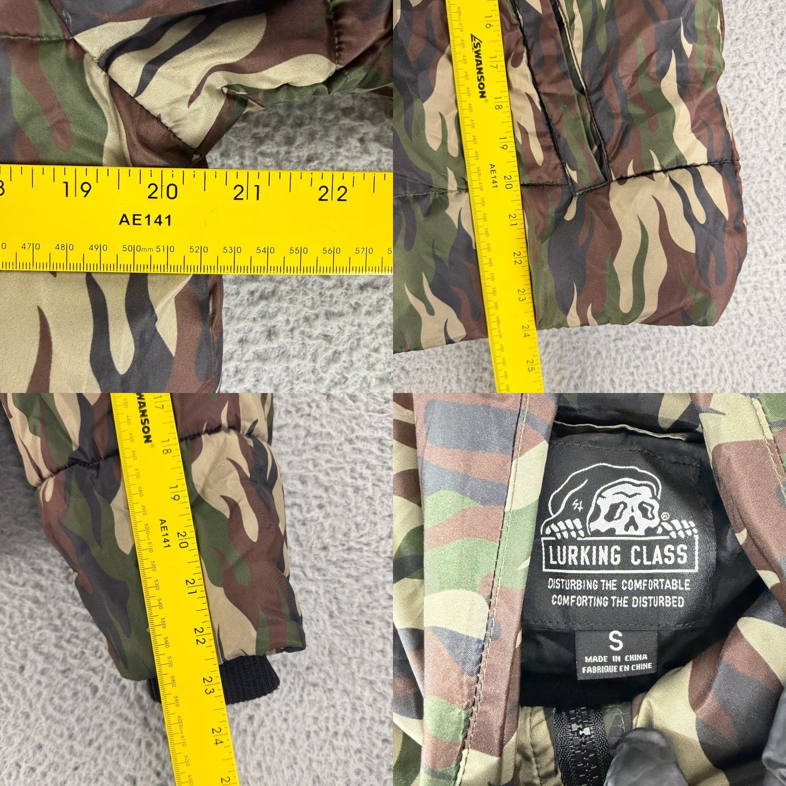 Vintage Lurking Class by Sketchy Tank Flame Thorn Camo Puffer Jacket Womens Small Green Size S / US 4 / IT 40 - 8 Thumbnail