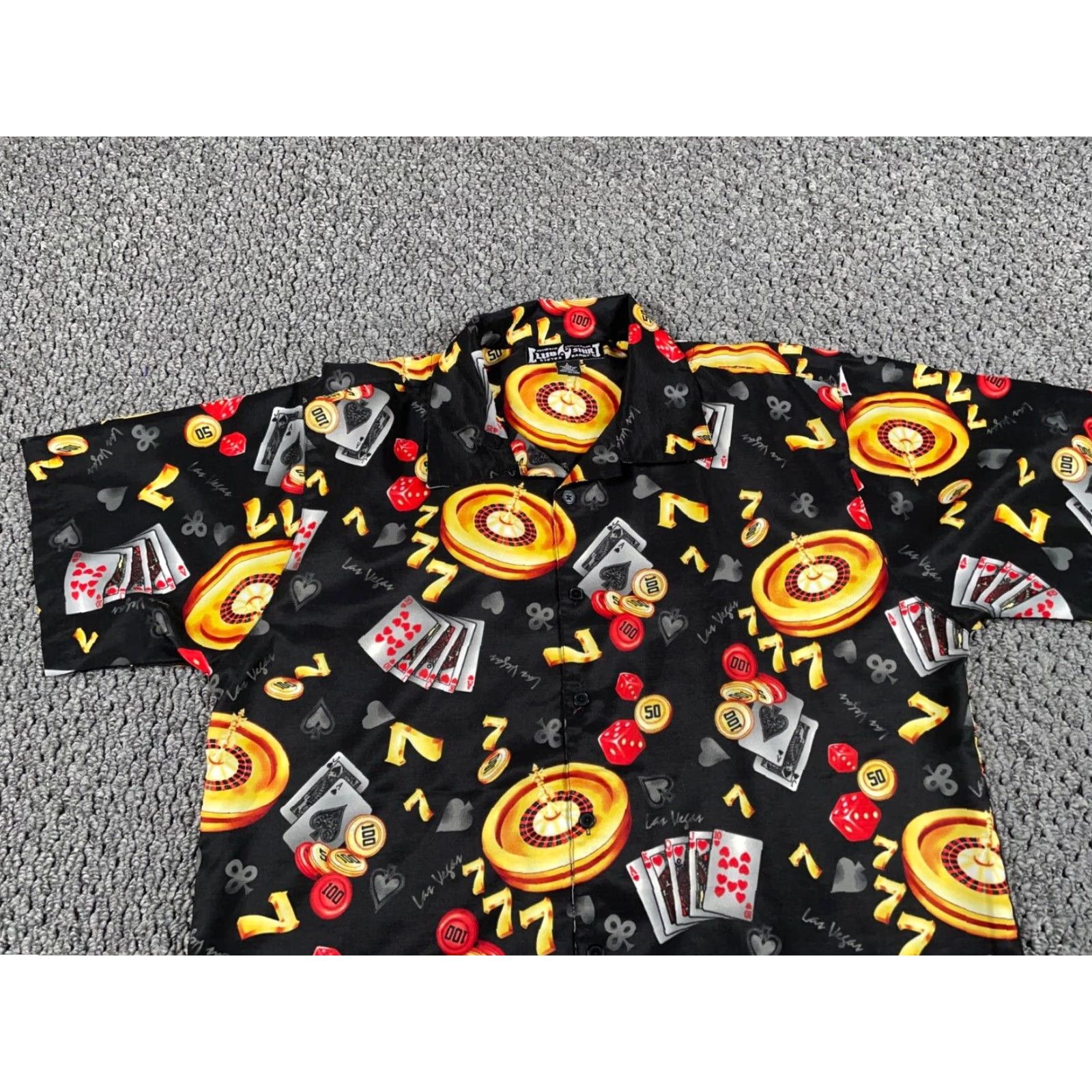 Vintage VINTAGE Steve & Barry's Shirt Adult Large Black AOP Geometric Gambling Pattern Shirt Mens Large Black Pattern Size US L / EU 52-54 / 3 - 7 Thumbnail
