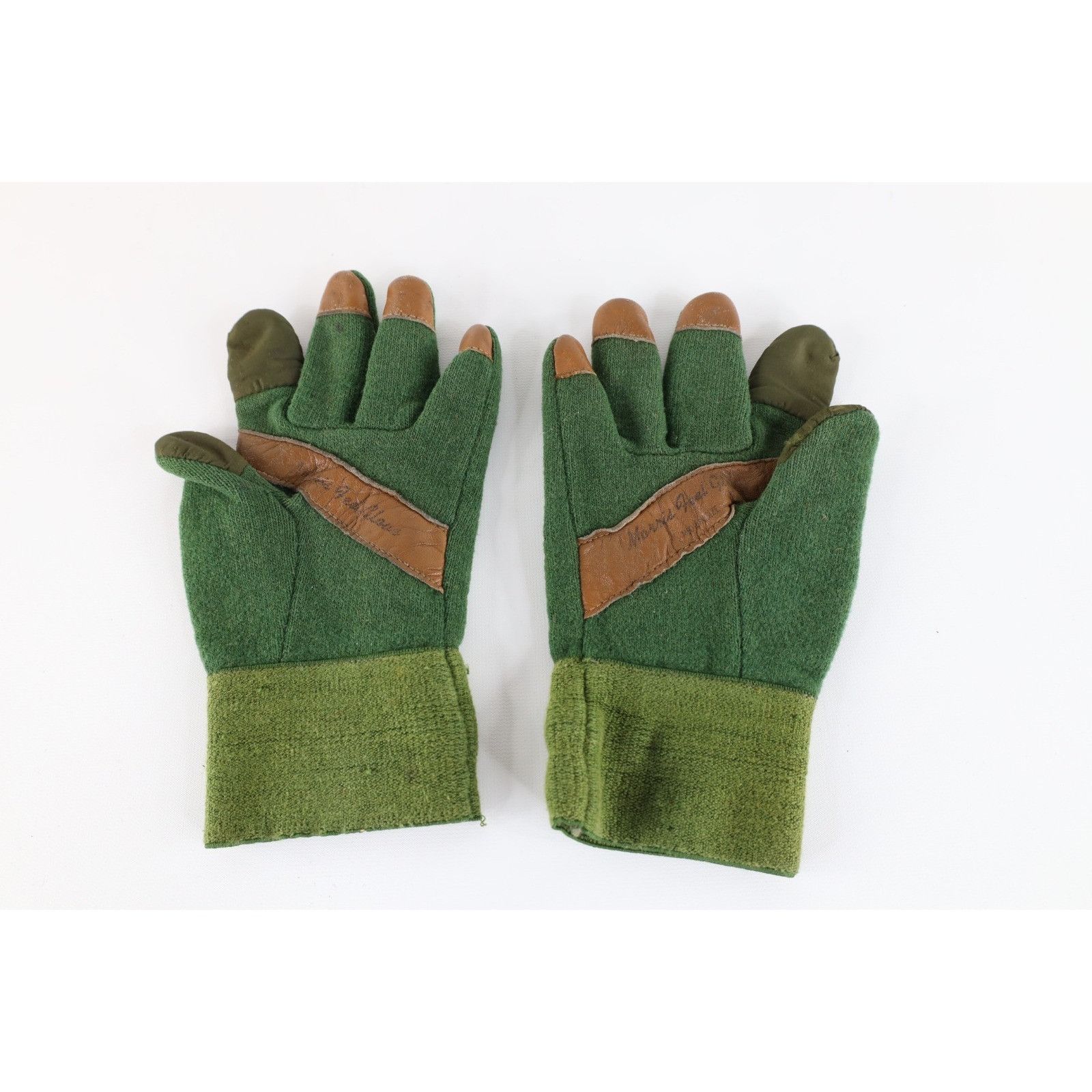 Morris Vintage 70s Morris Feel Gloves Wool Leather Hunting Gloves Size ONE SIZE - 3 Thumbnail