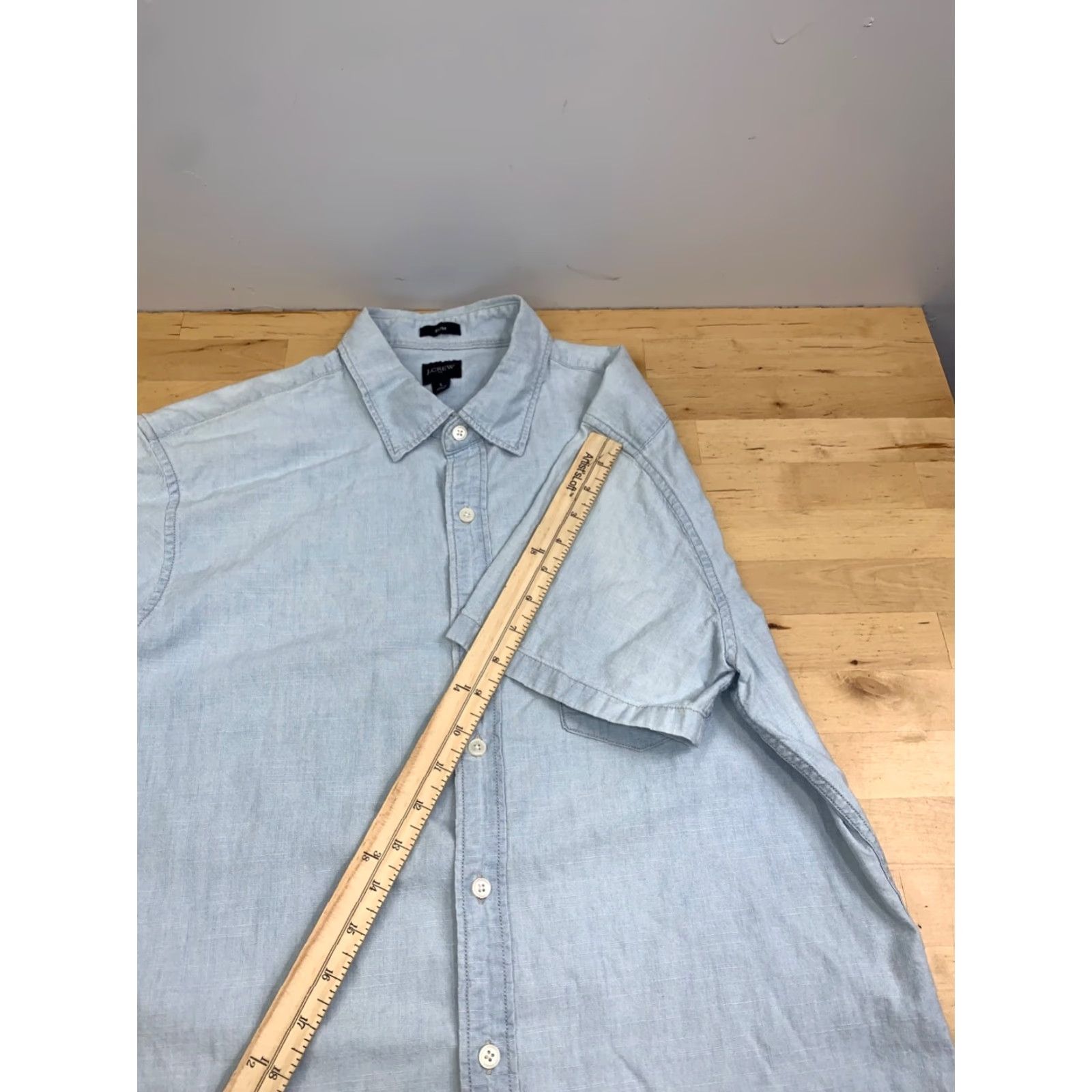 J.Crew J. Crew Linen Blend Button-Up Shirt Men L Blue Slim Short Sleeve Casual Shirt Size US L / EU 52-54 / 3 - 6 Thumbnail