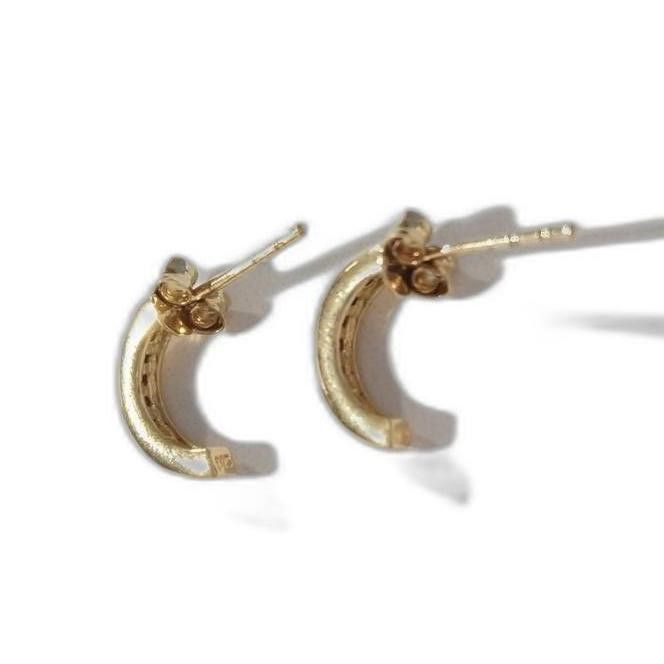 Designer Yellow Gold On 925 Sterling Silver C- Hoop Earrings Signed Size ONE SIZE - 6 Thumbnail