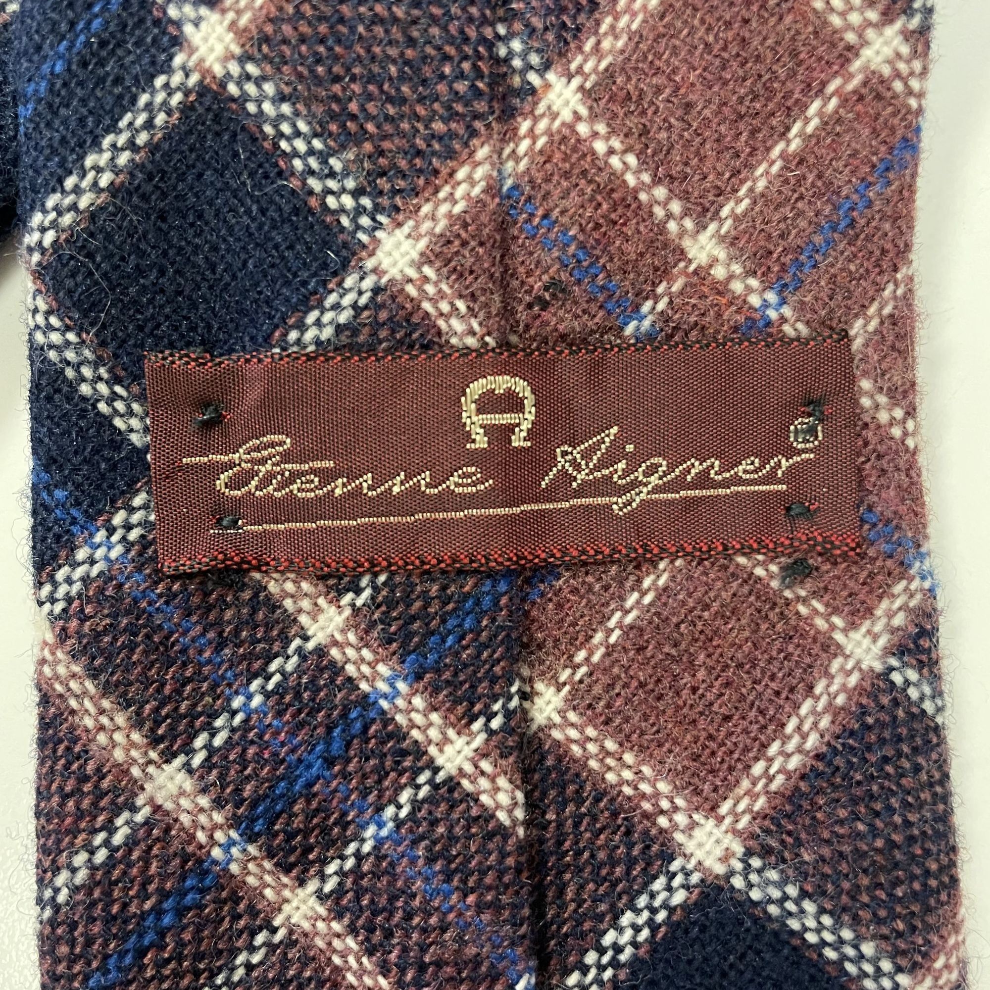 Etienne Aigner NOS Vtg Etienne Aigner LOGO A PLAID Tartan Wool Necktie Size ONE SIZE - 4 Thumbnail