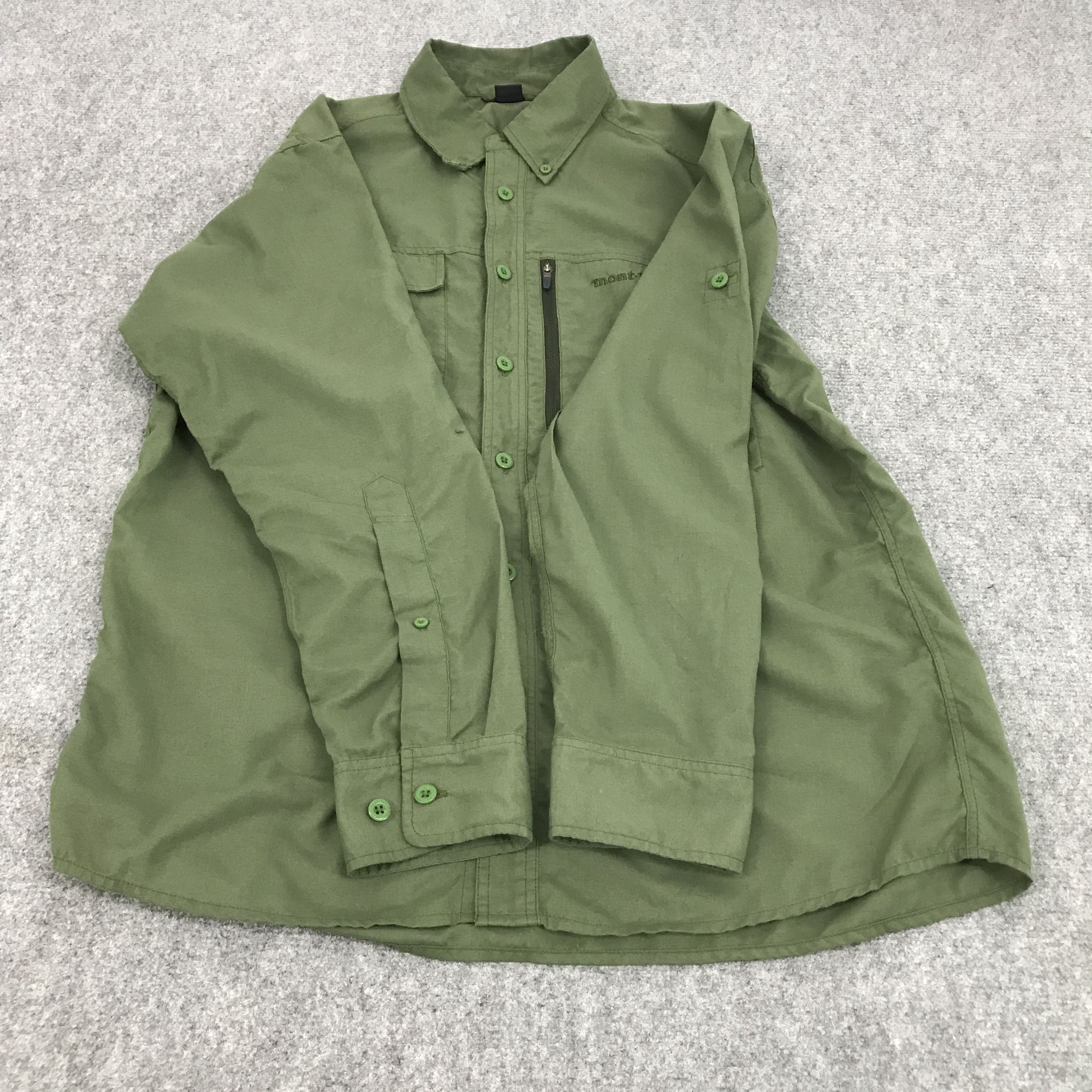 Japanese Brand × Montbell MONT-BELL OUTDOOR GREEN BRAND BUTTON UP TSHIRTS Size US L / EU 52-54 / 3 - 8 Thumbnail