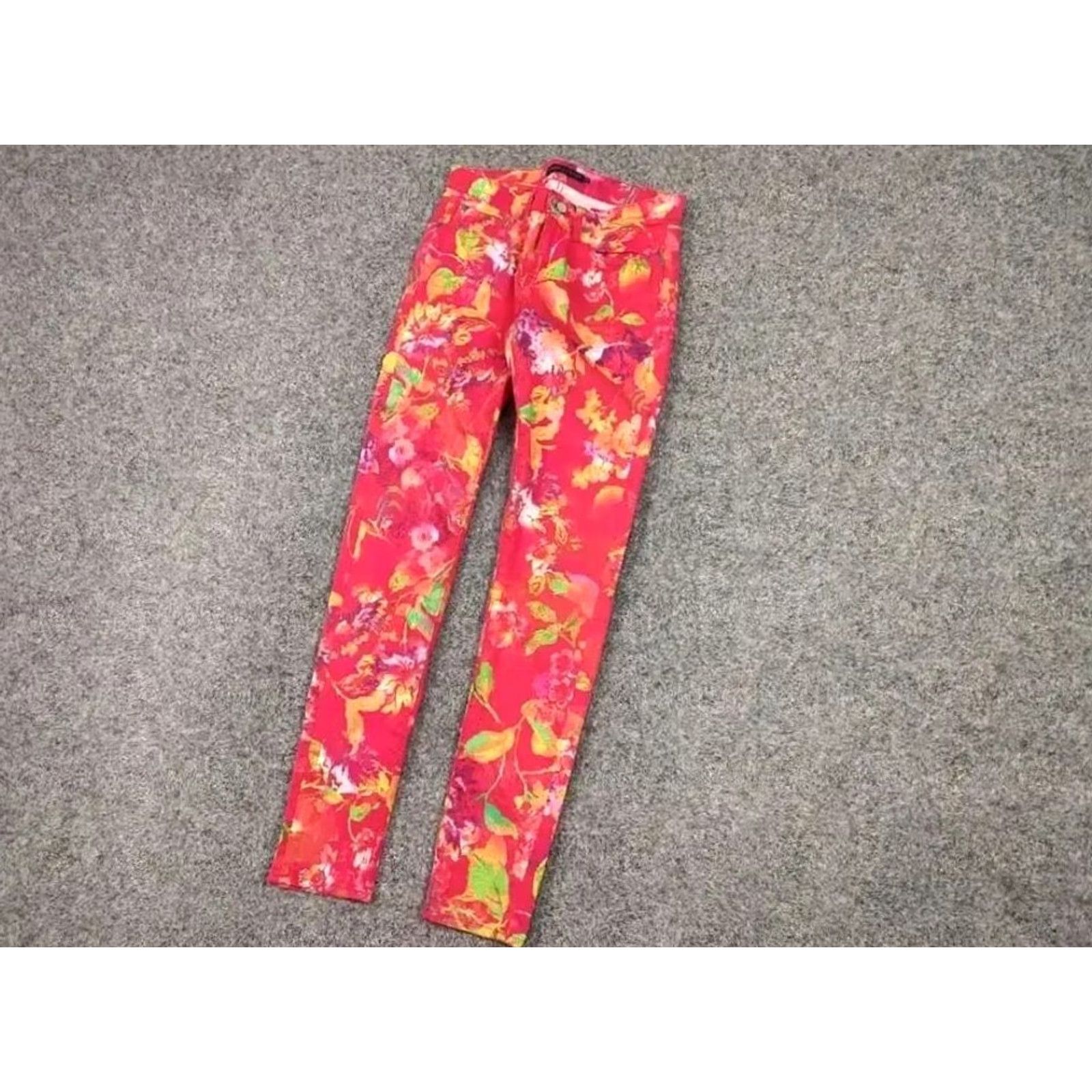 Ralph Lauren VINTAGE Ralph Lauren Women Jeans Floral Pattern Denim Blue 28 Skinny Bibless? Belt Loops Logo - wait no Size 28" / US 6 / IT 42 - 2 Thumbnail