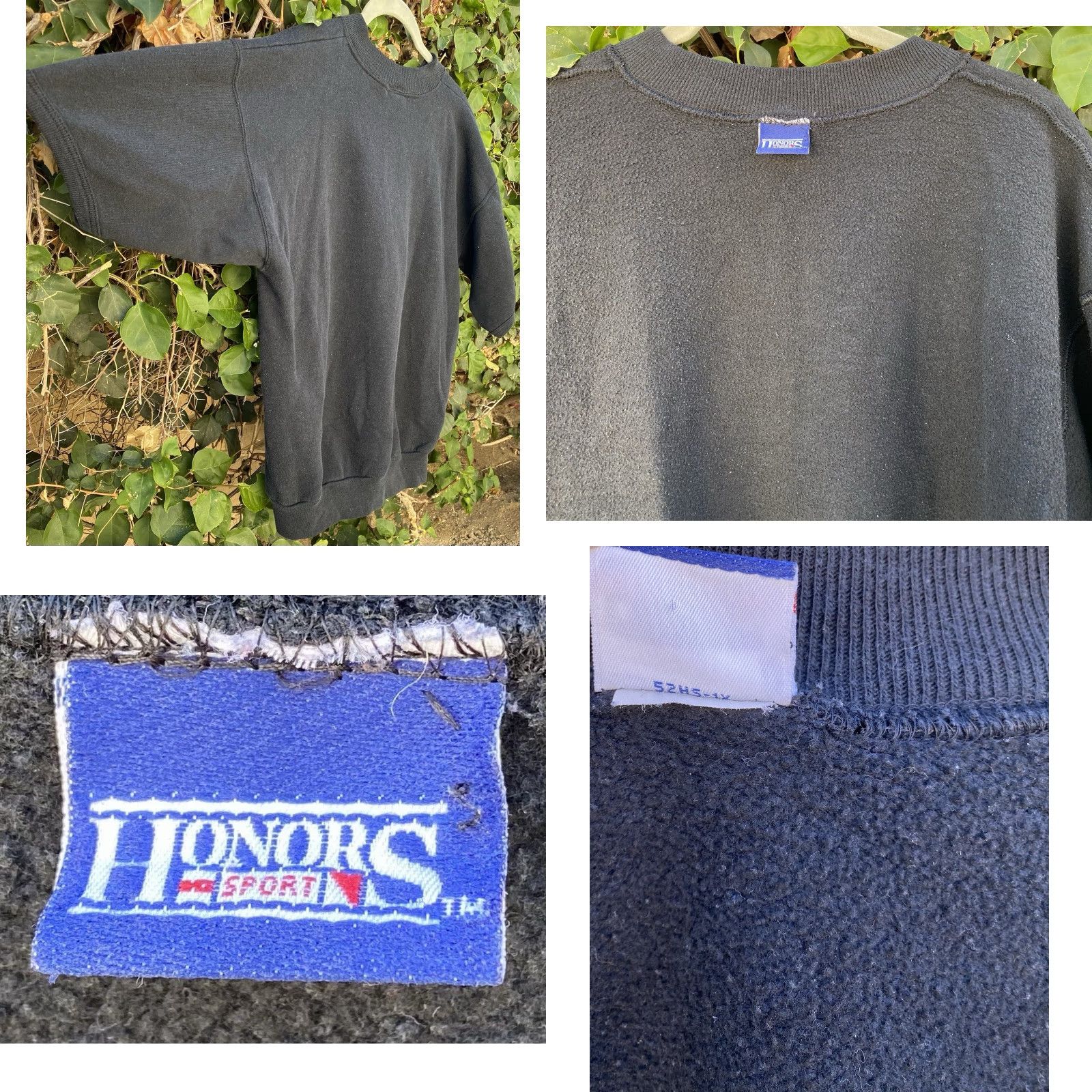 Vintage VINTAGE Honors Short Sleeve Sweatshirt Mens L Black Fade Sports Pullover Sweatshirt 90s or 00s Size US L / EU 52-54 / 3 - 8 Thumbnail