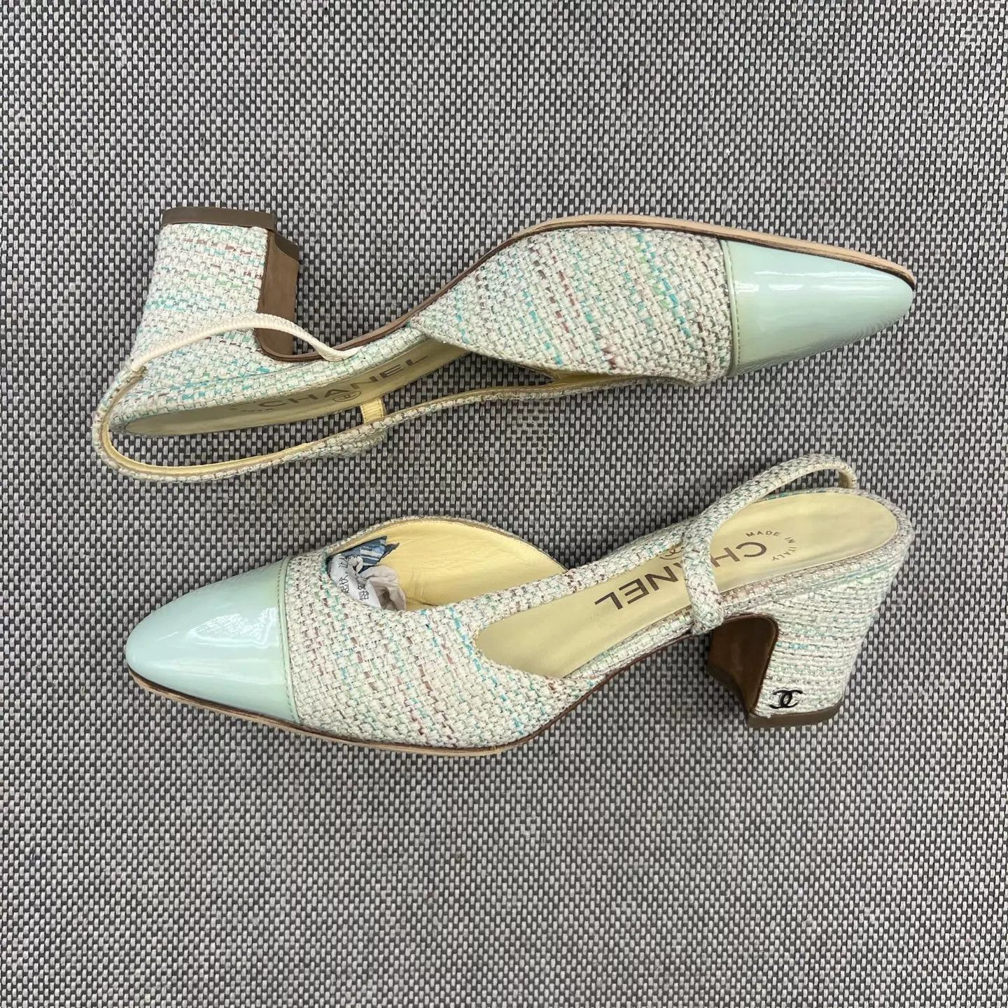 Chanel Chanel Tweed Panelled Block Heel Pumps 36.5 w/Box Size US 6 / IT 36 - 4 Thumbnail