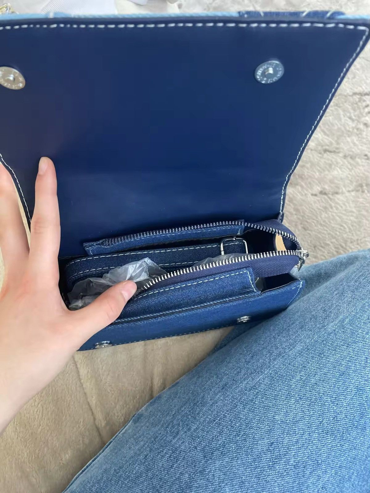Vintage Block Denim Square Shoulder Bag Size ONE SIZE - 5 Thumbnail