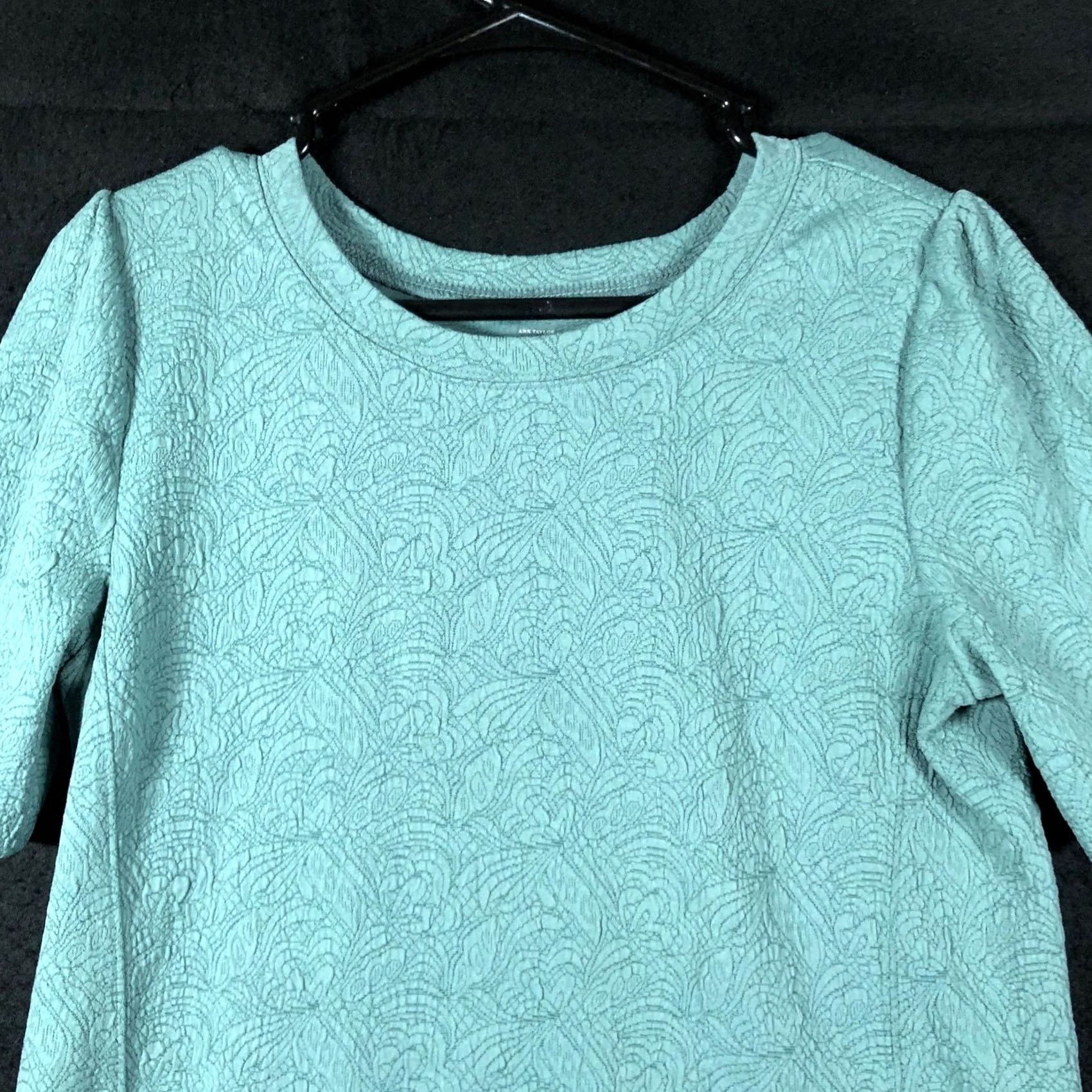 Loft LOFT Womens Blouse Short Sleeve Green Blue Textured Crew Neck M Size M / US 6-8 / IT 42-44 - 2 Thumbnail