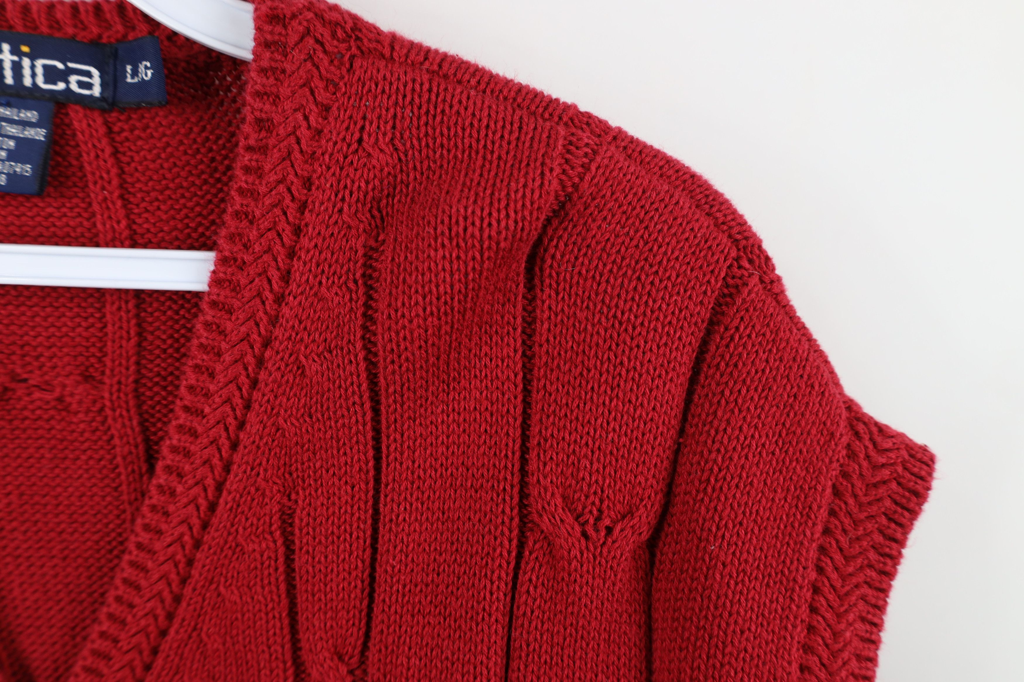 Nautica Vintage 90s Nautica Knit Cardigan Sweater Vest Red Cotton Size US L / EU 52-54 / 3 - 7 Thumbnail