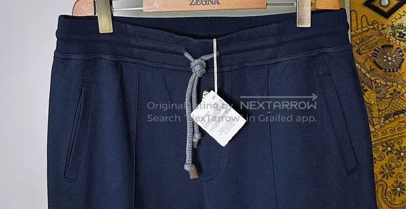 Brunello Cucinelli Brunello Cucinelli size L Sea Island cotton navy blue sweat Size US 29 - 2 Thumbnail