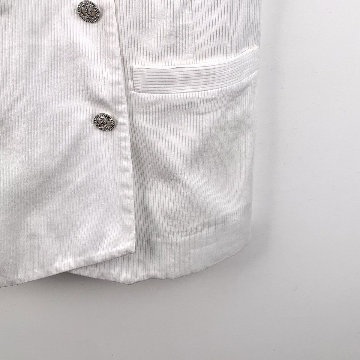 Chanel Chanel White Cotton V-neck Sleeveless Vest Dress K26WX Size XS / US 0-2 / IT 36-38 - 4 Thumbnail