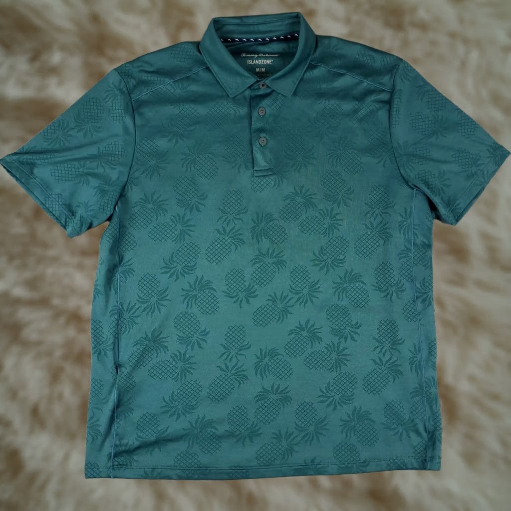 Tommy Bahama Tommy Bahama Polo Shirt Mens Medium Teal Polyester Solid Short Sleeve Golf Size US M / EU 48-50 / 2 - 1 Thumbnail