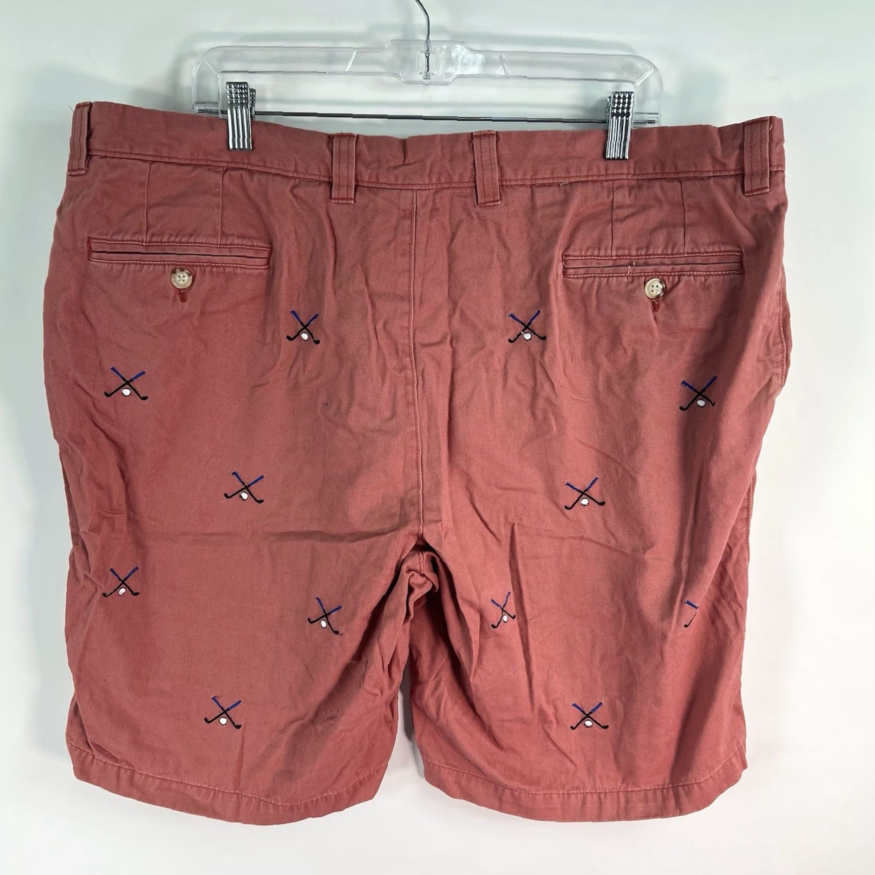 Vintage Washed Stoned And Beaten Golf Shorts Men’s Size 42 Salmon Geometric Pockets Zip Chino Cotton Polyester 9in Inseam Regular Waist 42 Orange Mens Size US 42 / EU 58 - 5 Thumbnail
