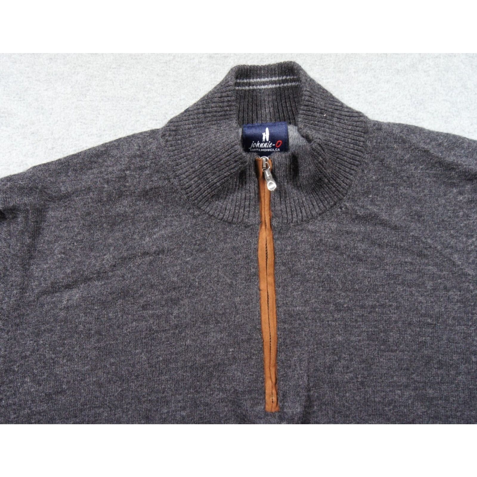 johnnie-O Johnnie O Sweater Mens Large Navy 1/4 Zip Pullover Knit Merino Wool Preppy FLAW* Size US L / EU 52-54 / 3 - 2 Thumbnail