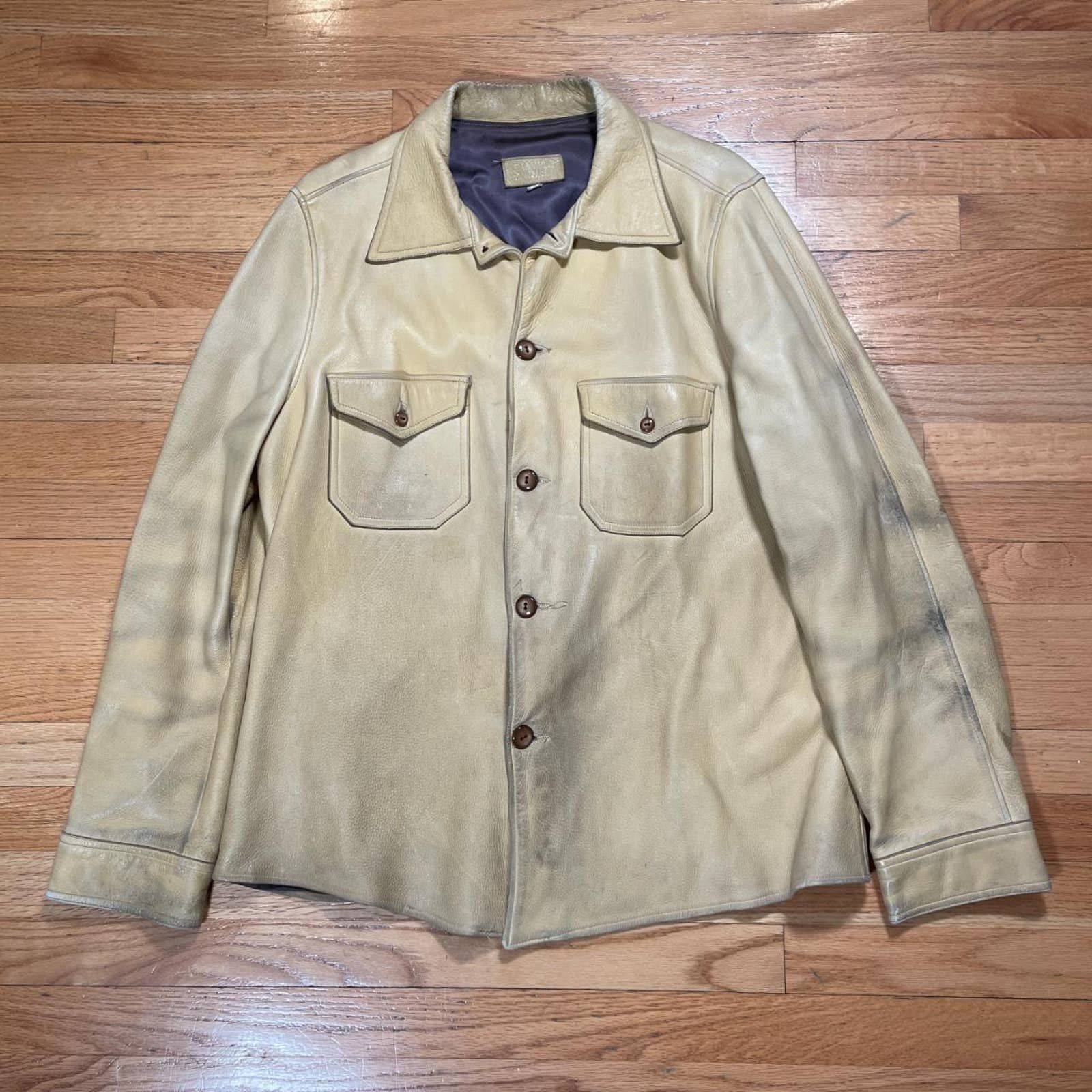 image of Vintage 50S Deerskin Work Jacket in Cream, Men's (Size Large)