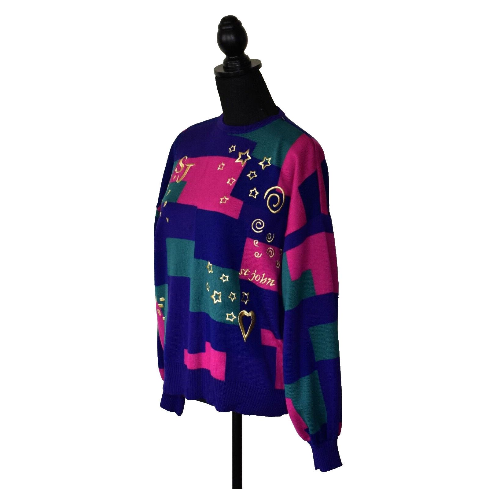 St. John ST JOHN VTG Wool Knit Colorblock Gold Embroidered Sweater M Size M / US 6-8 / IT 42-44 - 3 Thumbnail