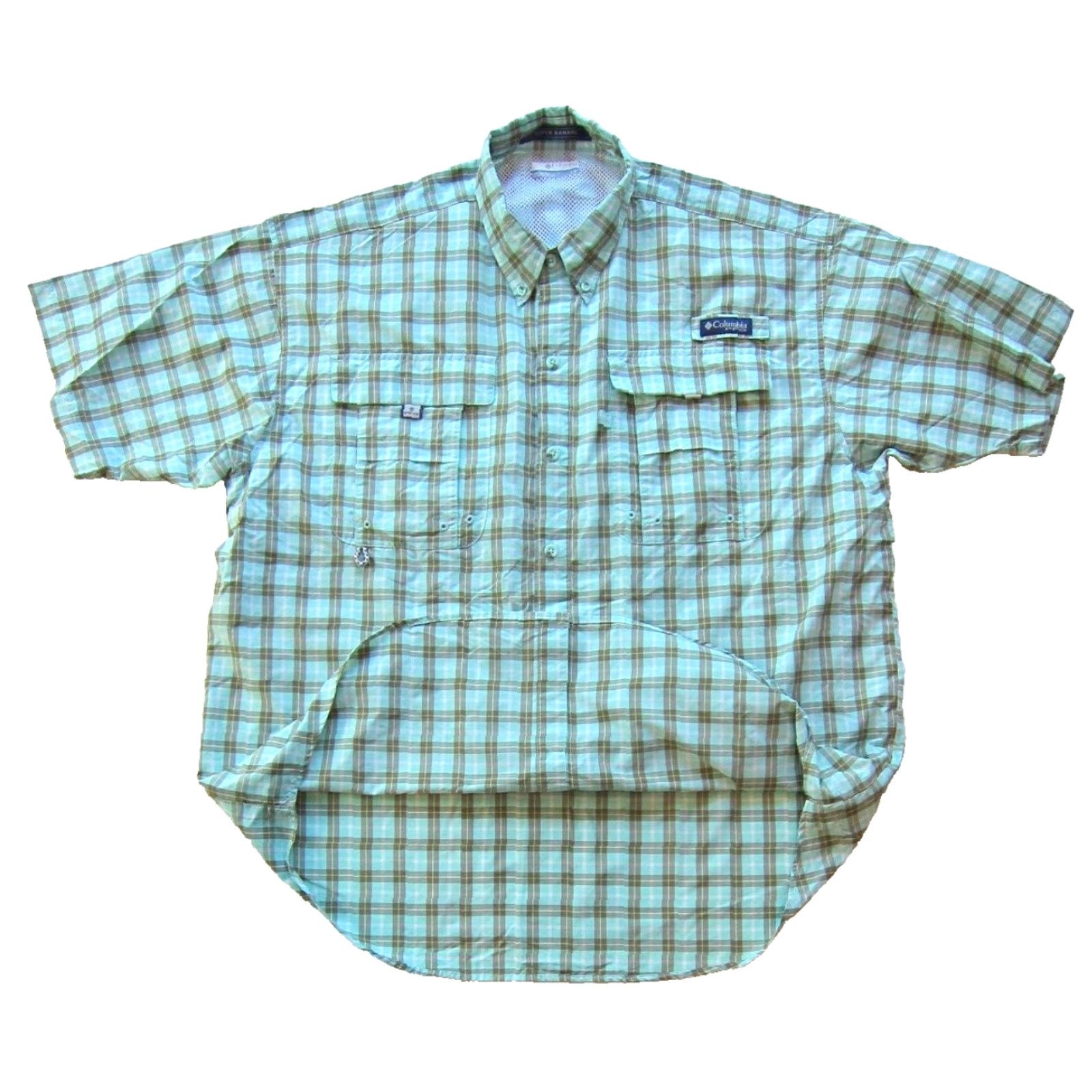 Vintage Columbia Short Sleeve Shirt Men Large Nylon Plaid Blue Brown Vented Button-Up Size US L / EU 52-54 / 3 - 3 Thumbnail