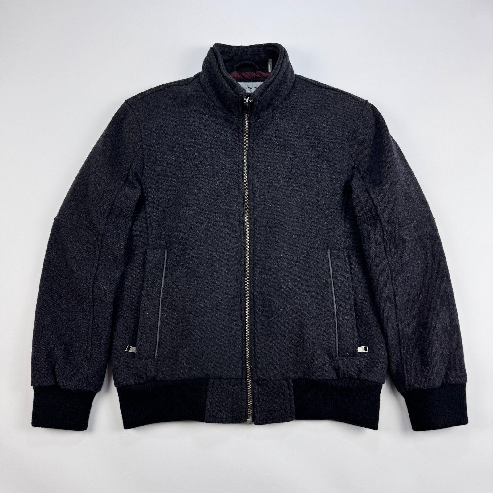Andrew Marc Wool Blend Charcoal Gray Bomber Jacket Andrew Marc L Size US L / EU 52-54 / 3 - 1 Thumbnail