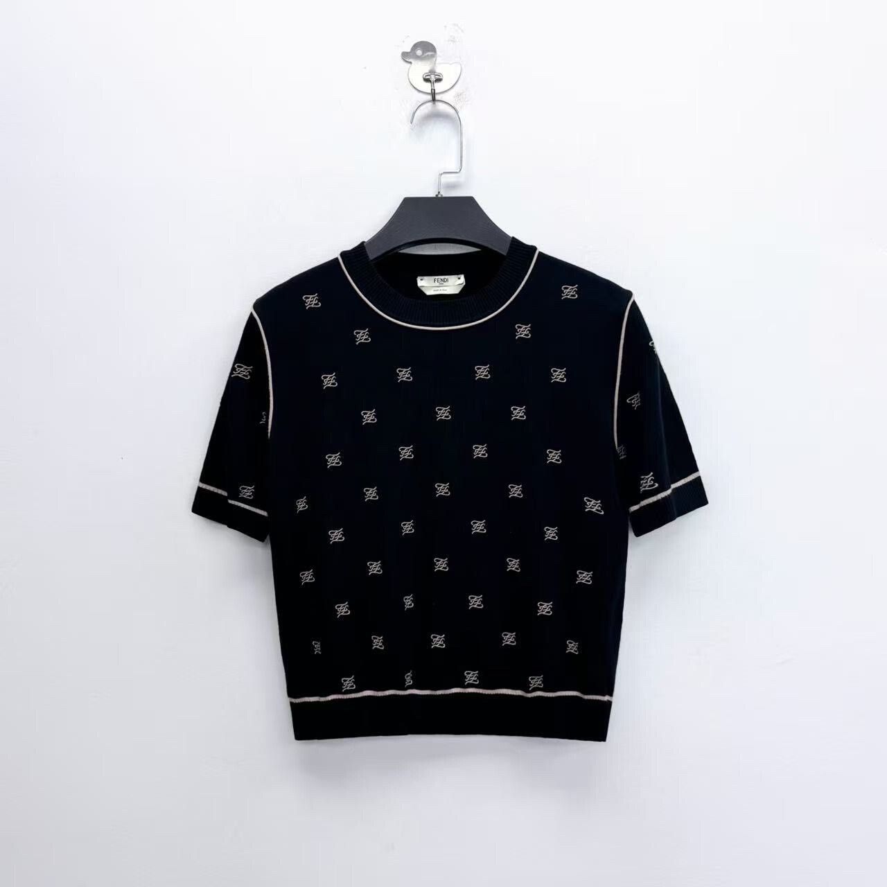 Fendi Fendi Black Double F Embroidered Knit Top Size M / US 6-8 / IT 42-44 - 1 Thumbnail