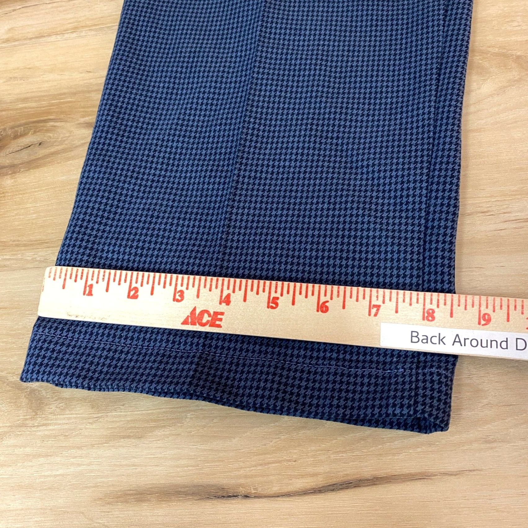 Lands' End Lands End Mens Pants 35 Blue Houndstooth Cotton Flat Front Traditional Fit Size US 35 - 7 Thumbnail