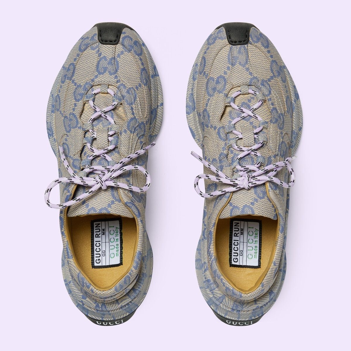 Gucci o1s1wg110225 Women's Gucci Run Sneakers in Beige & Blue Size US 5 / IT 35 - 4 Thumbnail