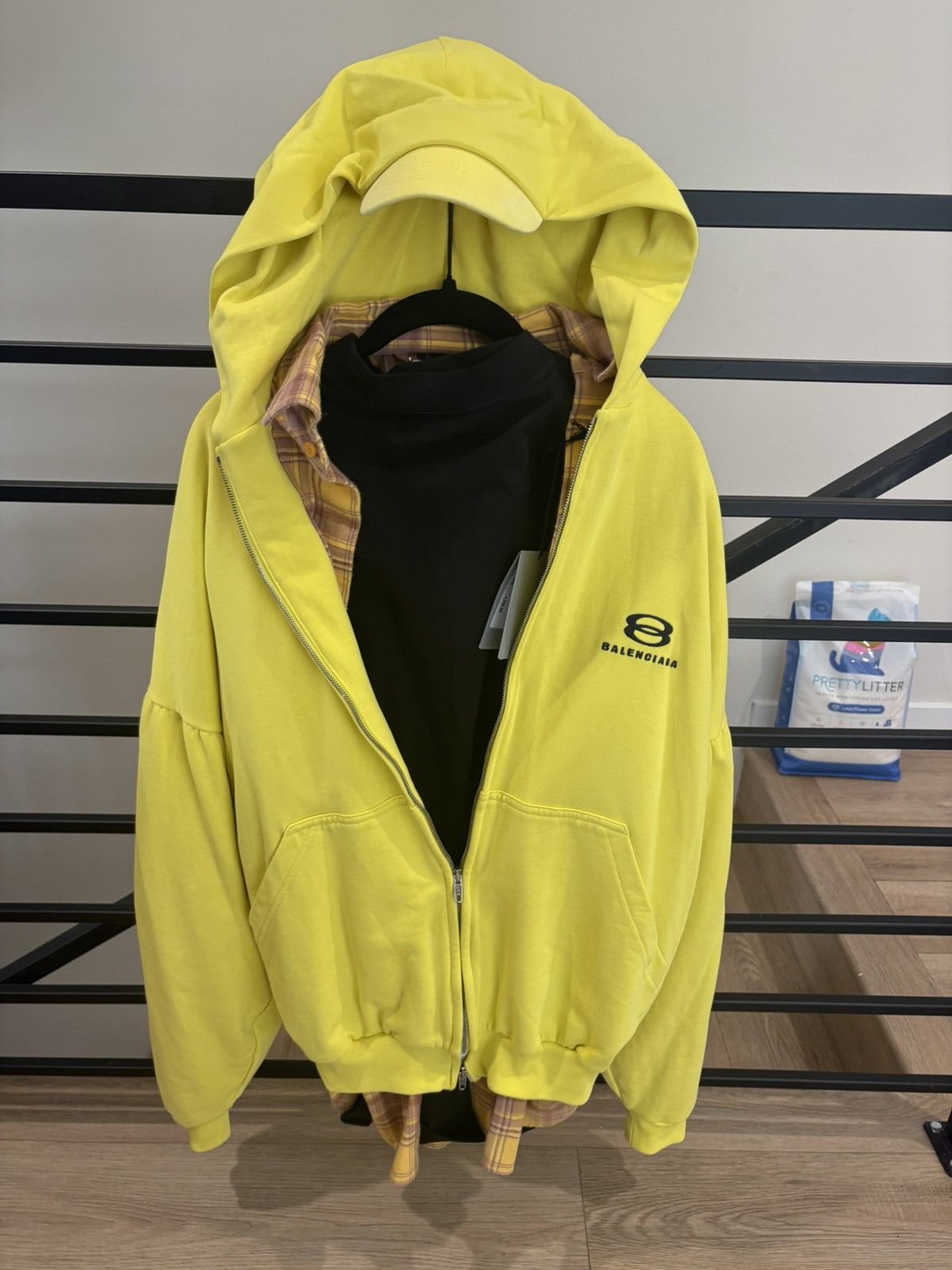 Balenciaga Unity Hoodie/Flannel Tri-Layered Zip Up Small NEW