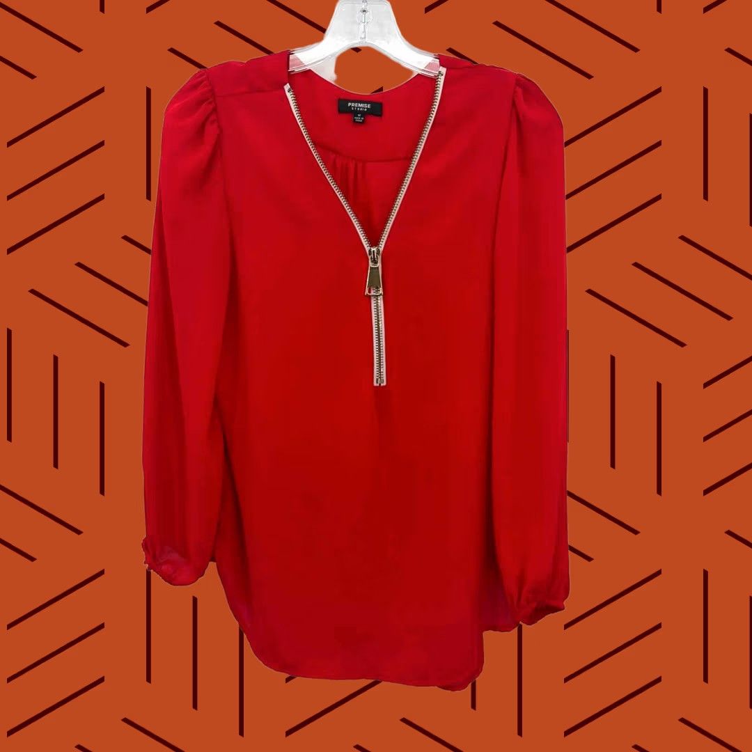 Vintage Pre-Owned Premise Studio Red Size Medium Long Sleeve Blouse Size M / US 6-8 / IT 42-44 - 1 Thumbnail