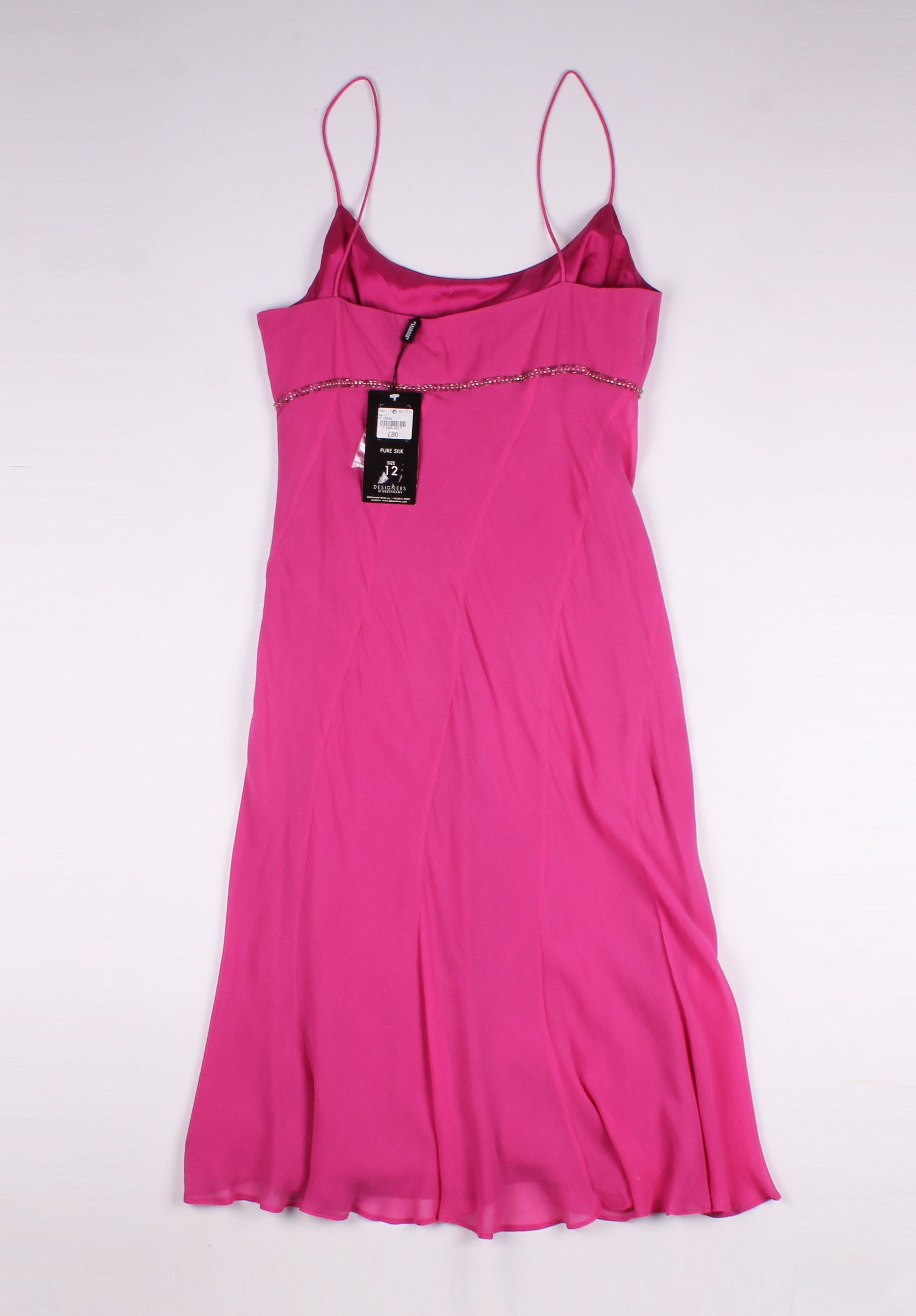 Vintage Vintage Ben De Lisi Pink Y2K Silk Beaded Midi Dress Size M / US 6-8 / IT 42-44 - 11 Thumbnail