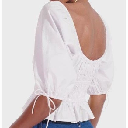 Staud EUC Staud Faye top White Smocked Peasant Blouse 6 Cottagecor Size M / US 6-8 / IT 42-44 - 14 Thumbnail