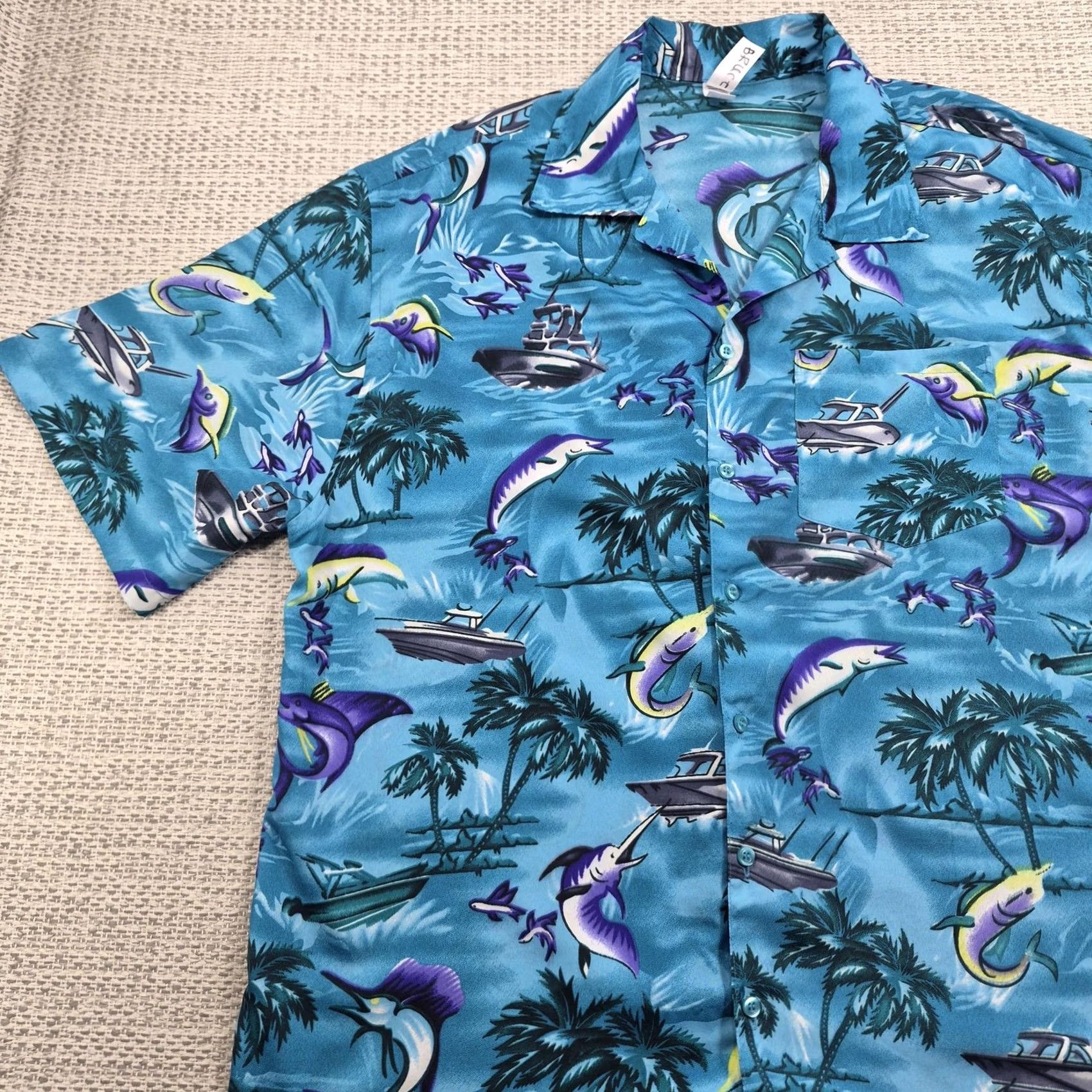 Vintage India Boutique Hawaiian Shirt Mens 2XL Marlin Fish Short Sleeve Button Up Casual Beach Tropical 90s Size US XXL / EU 58 / 5 - 3 Thumbnail