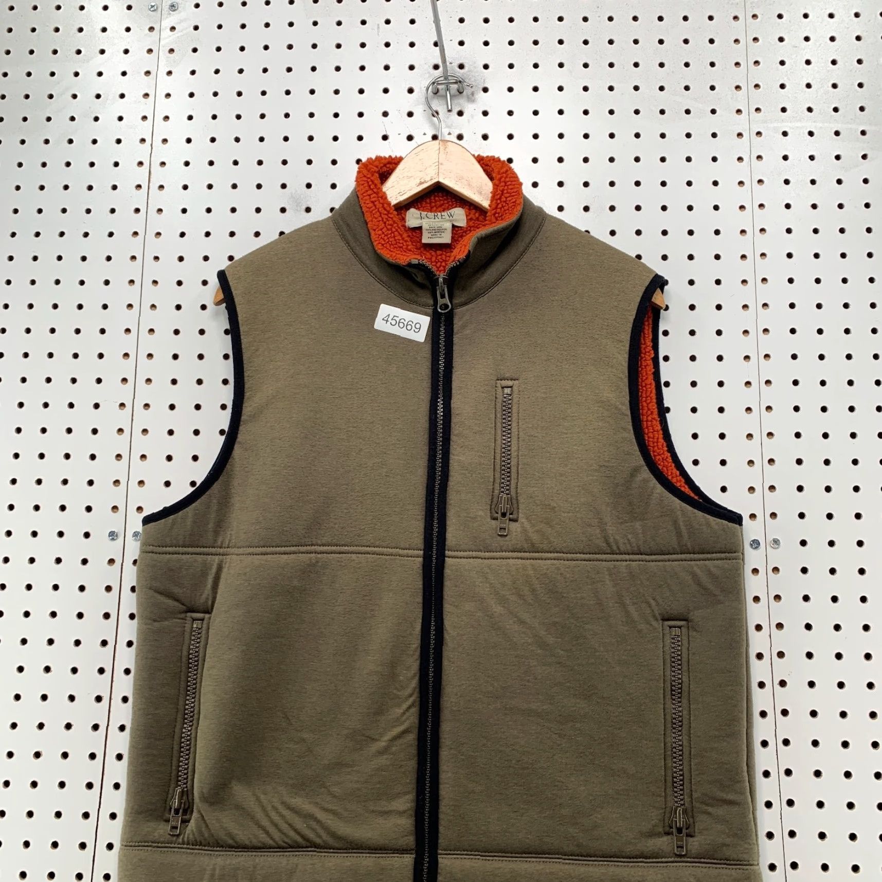 J.Crew J.CREW Vest Mens XL Olive Green Orange Sherpa Lined Jacket Size US XL / EU 56 / 4 - 2 Thumbnail