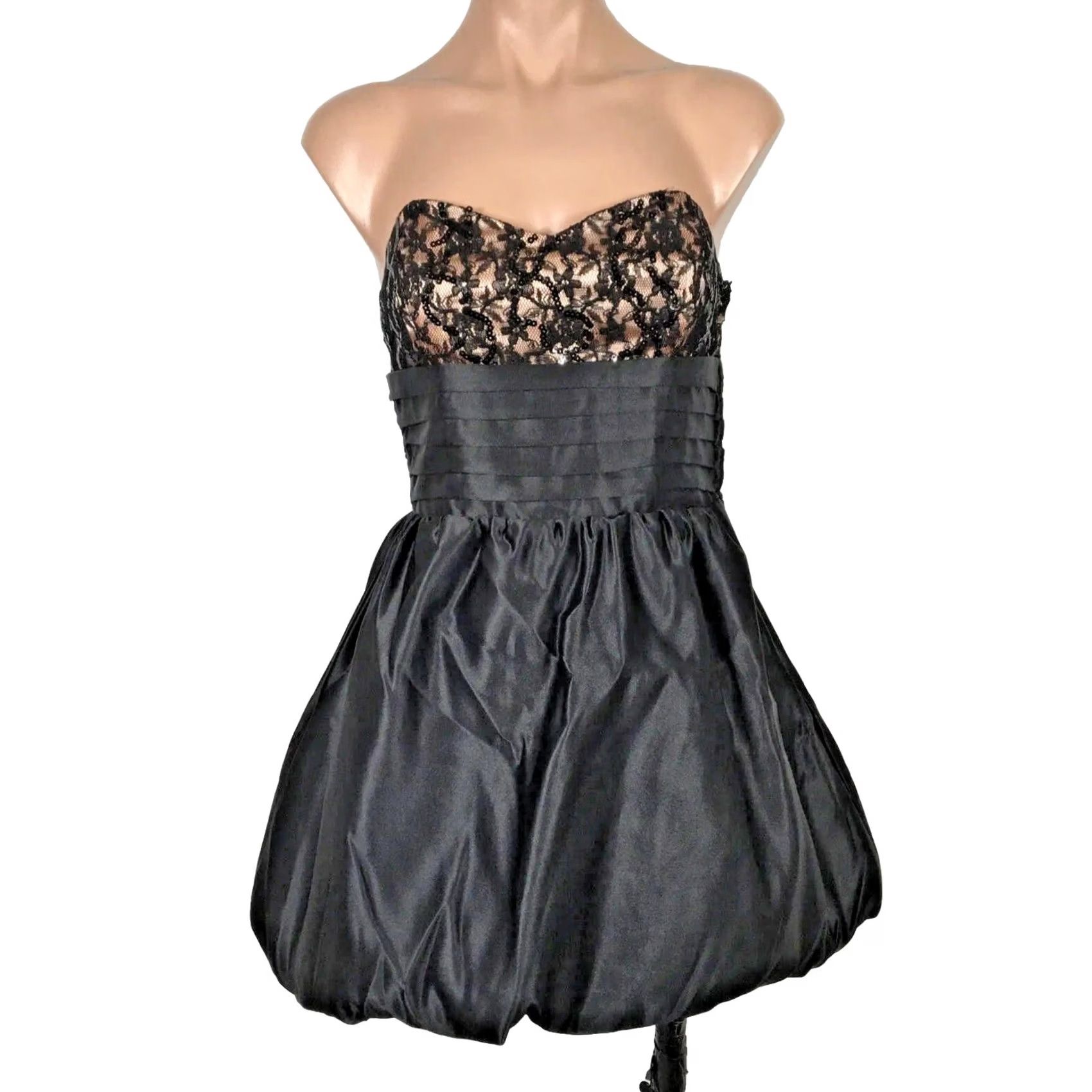 Betsey Johnson VTG Betsey Johnson Evening Dress Floral Lace Satin Bow Puff Party Mini A-Line 90s Womens size 4 Black EUC Size S / US 4 / IT 40 - 2 Thumbnail