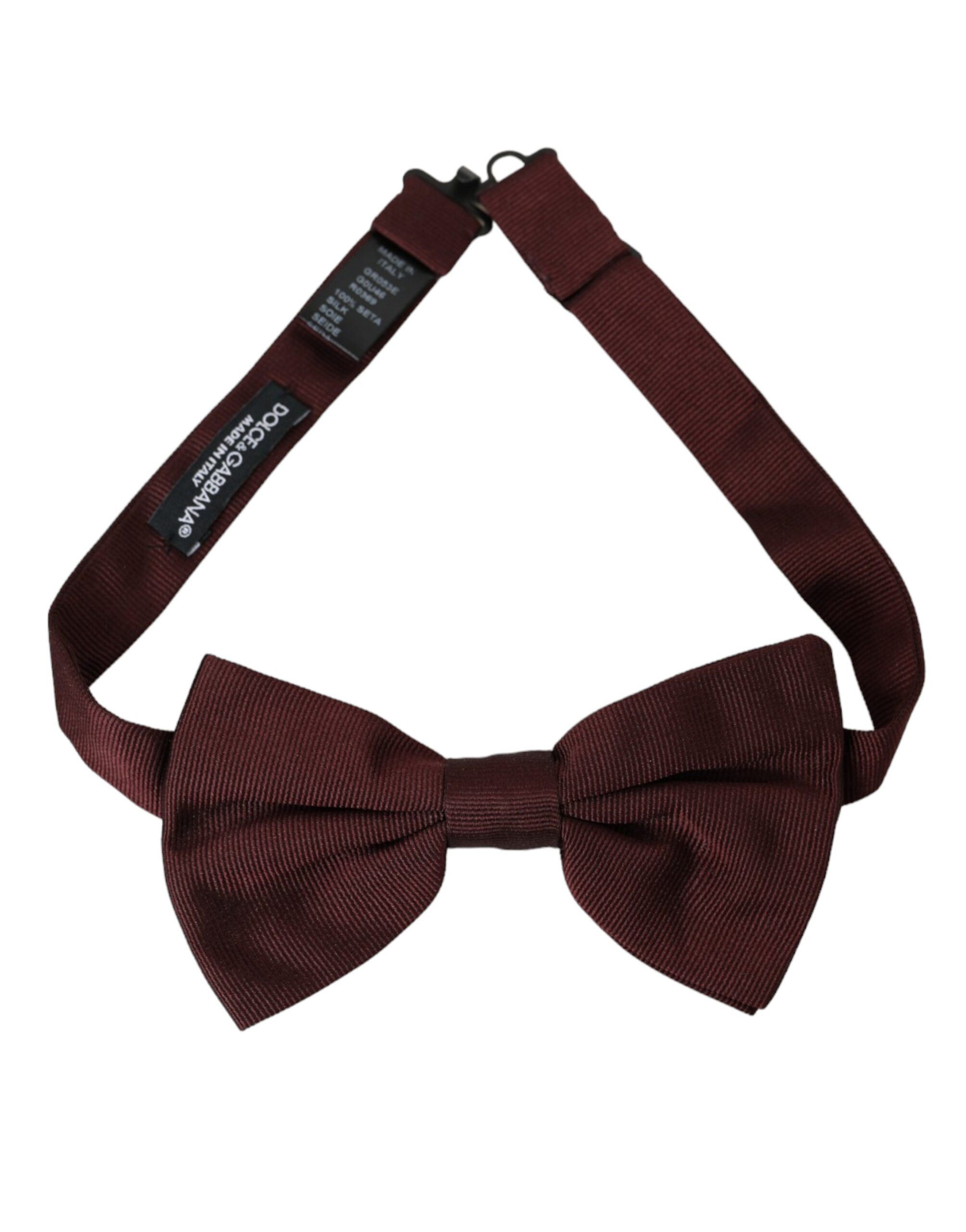 Dolce & Gabbana Maroon Silk Adjustable Neck Men Bow Men's Tie Size ONE SIZE - 1 Thumbnail