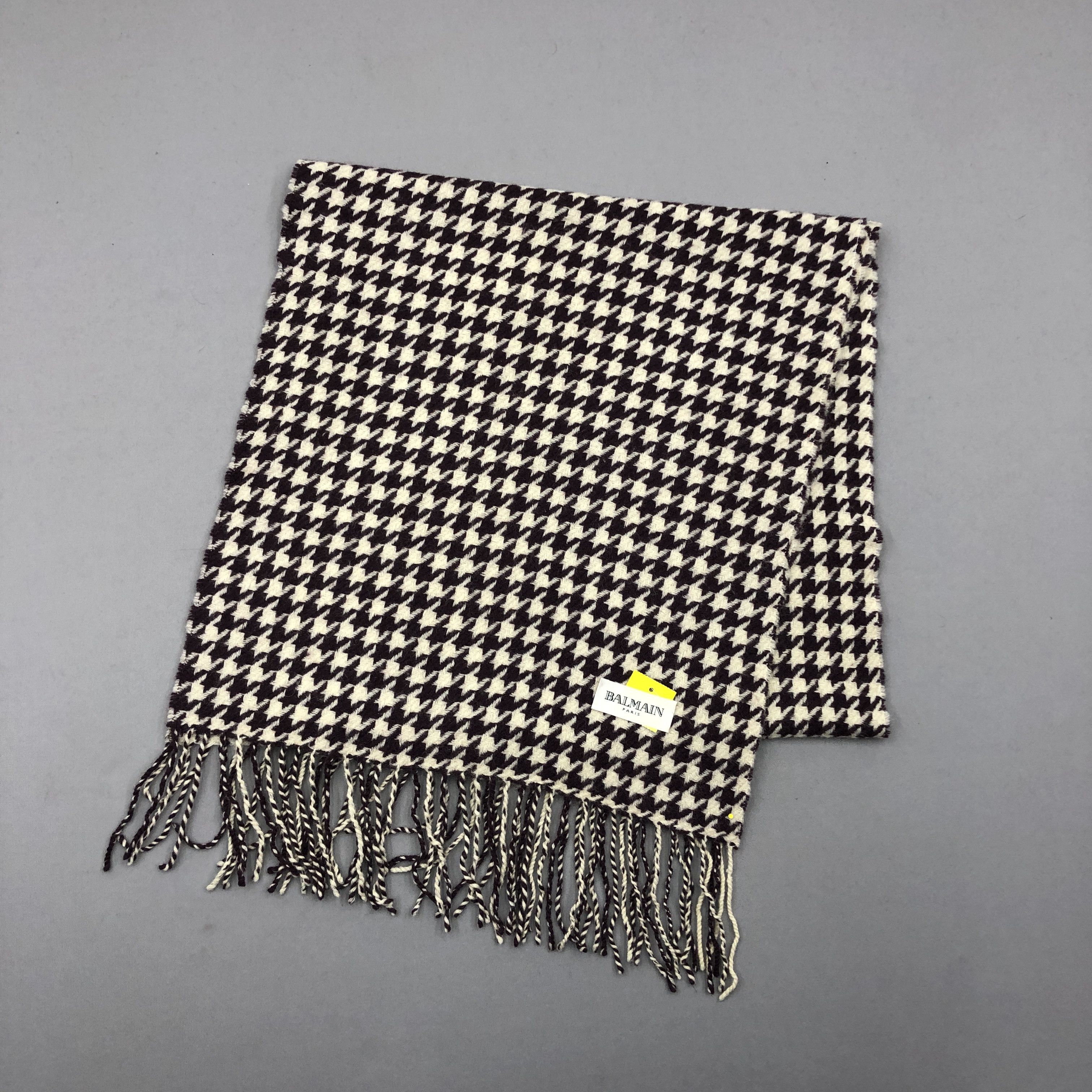Vintage Balmain Scarf Houndstooth Wool Cashmere Scarves