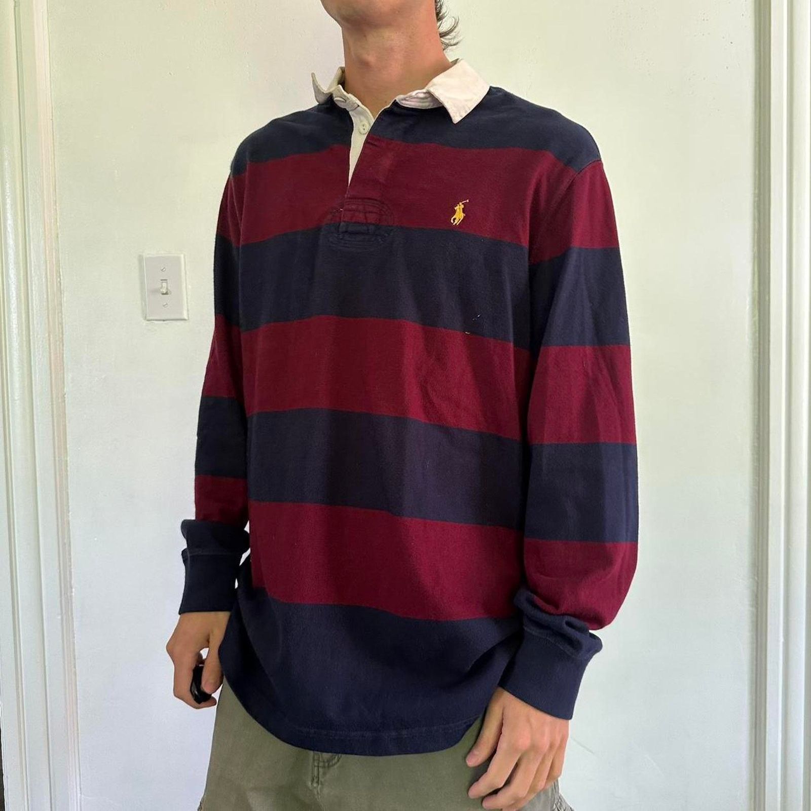 Vintage Polo Ralph Lauren Striped Polo Rugby= Longsleeve