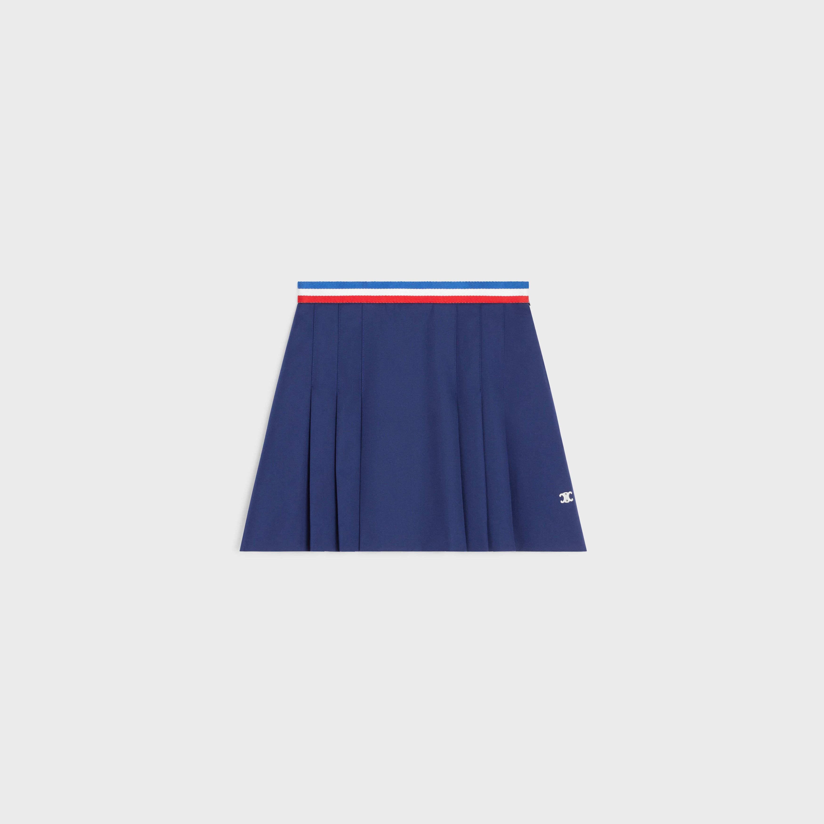 Celine o1w1db11124 Cotton Gabardine Pleated Skirt in Blue Size 27" / US 4 / IT 40 - 1 Thumbnail