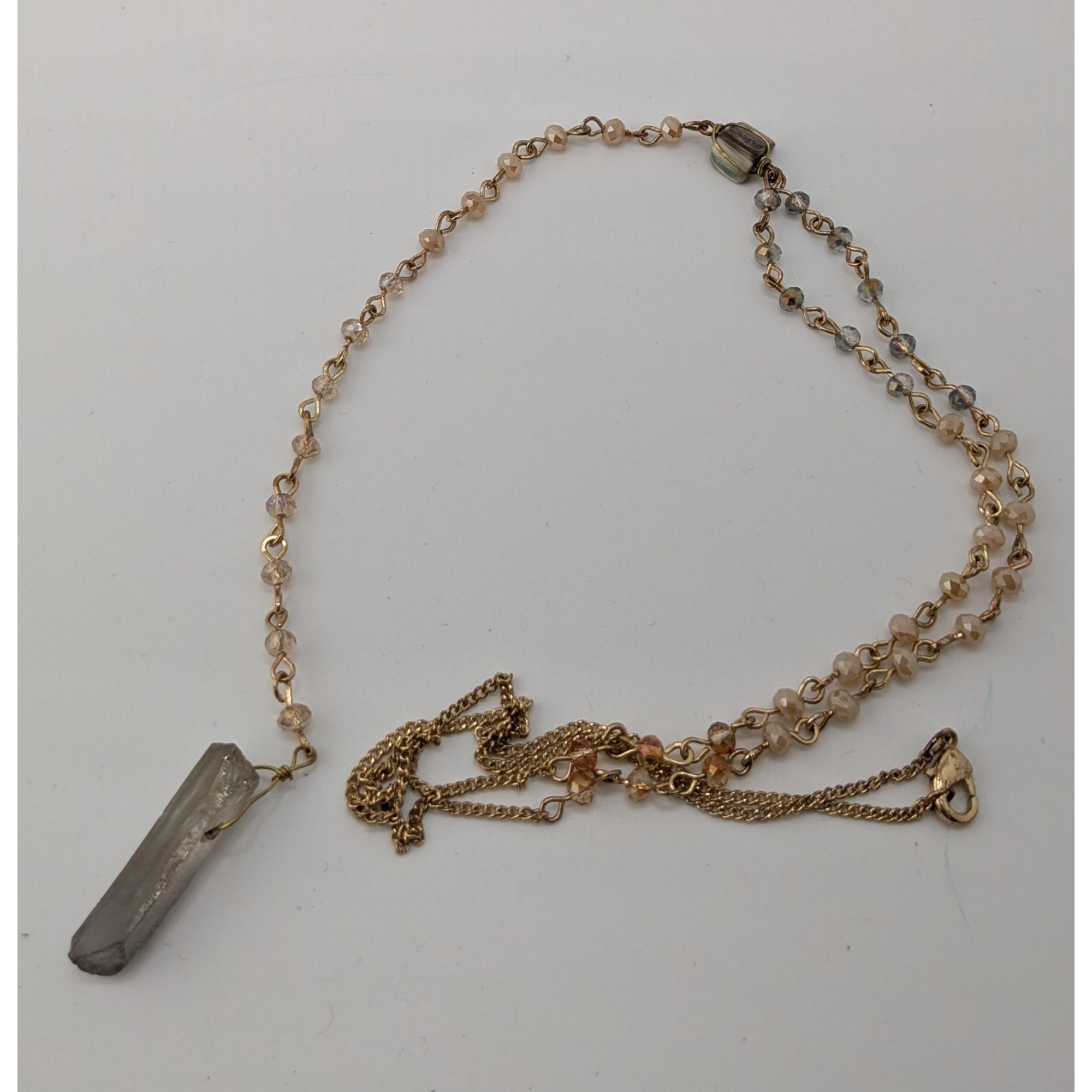 Other Elegant Y Necklace With Crystal Pendant & Beaded Chain Size ONE SIZE - 6 Thumbnail