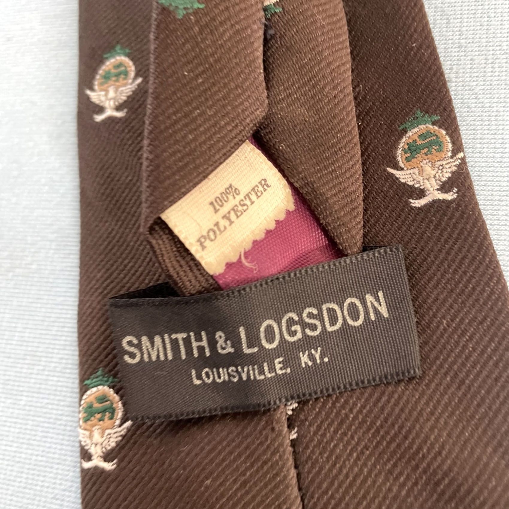 Vintage VINTAGE Smith & Logsdon Tie Necktie Eagle Flight Crest Woven Capsule 3x58 Brown Polyester Men's Tie 60s 70s Capsule Necktie Size ONE SIZE - 7 Thumbnail