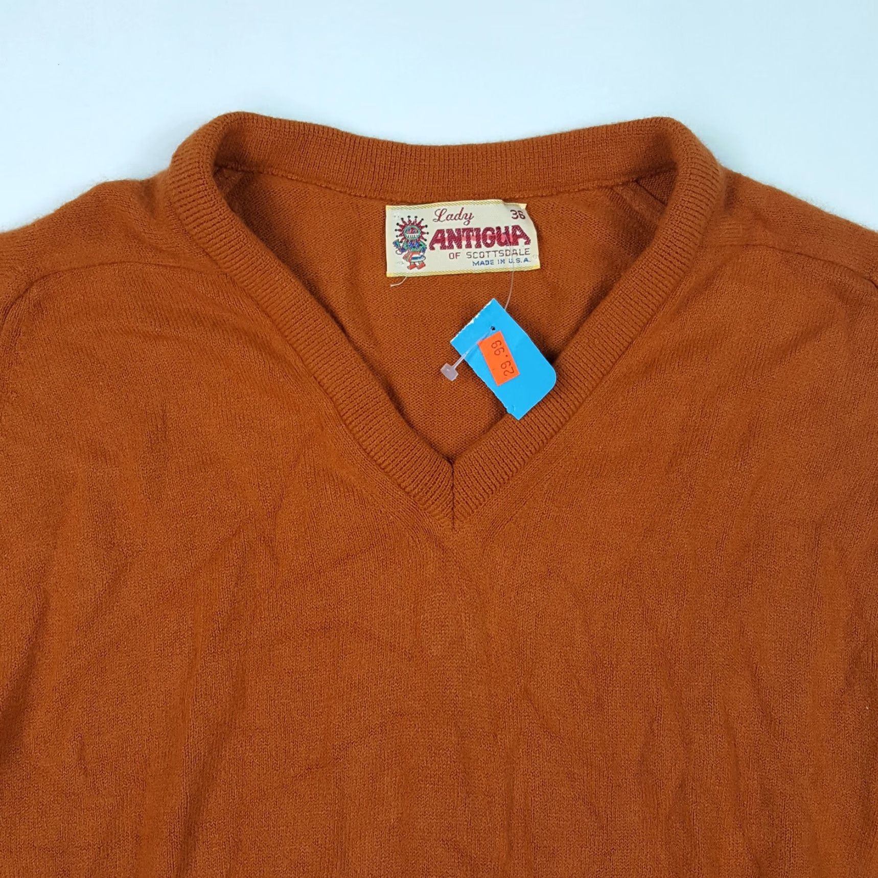 Vintage VINTAGE Antigua Burnt Orange Women's Size M Pullover Knit Sweater 80s 90s Casual Winter Ski Orange Womens Reg Knit Size M / US 6-8 / IT 42-44 - 2 Thumbnail