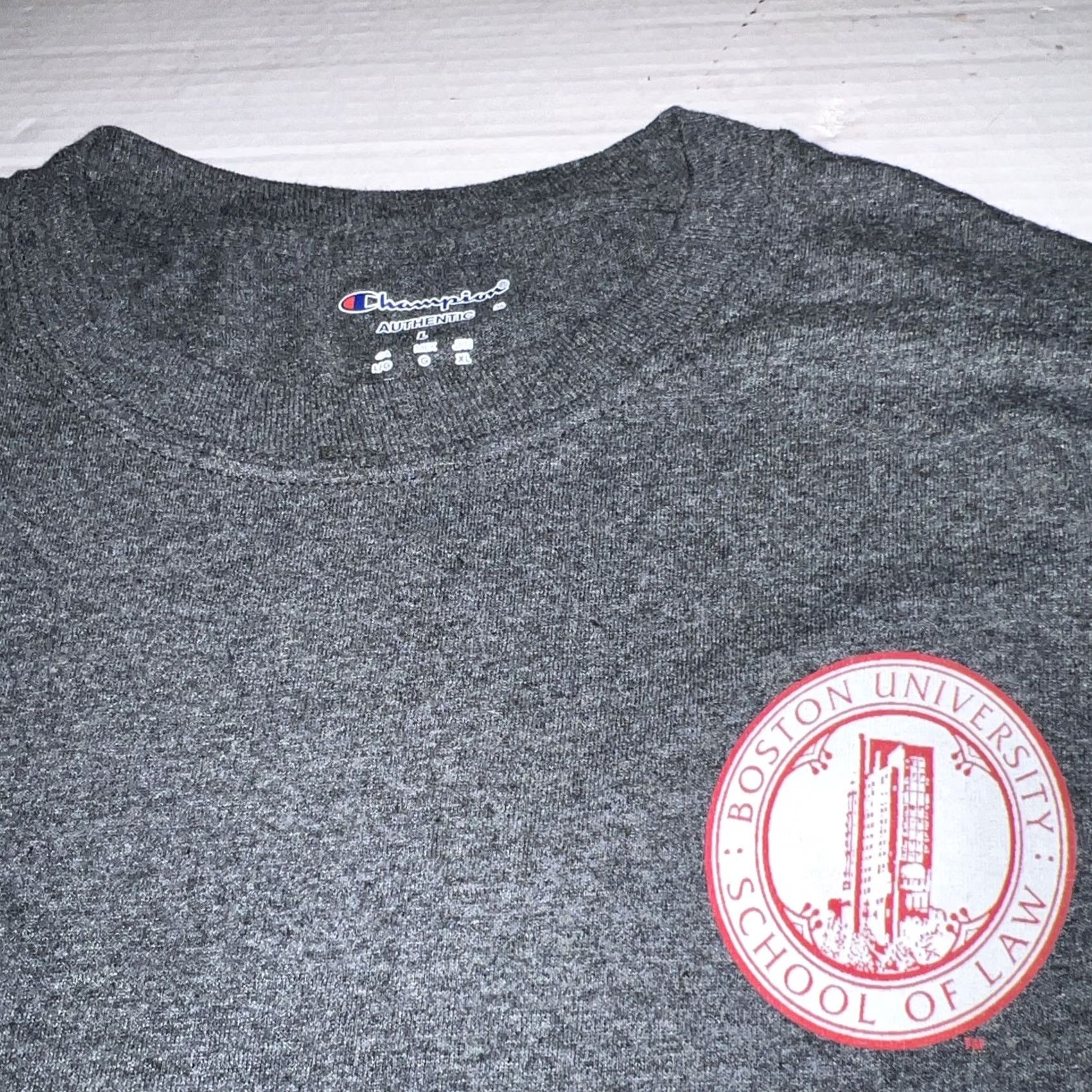 Champion VINTAGE Boston College Terriers School Of Law Logo L/S Champion Shirt Large New Size US L / EU 52-54 / 3 - 3 Thumbnail