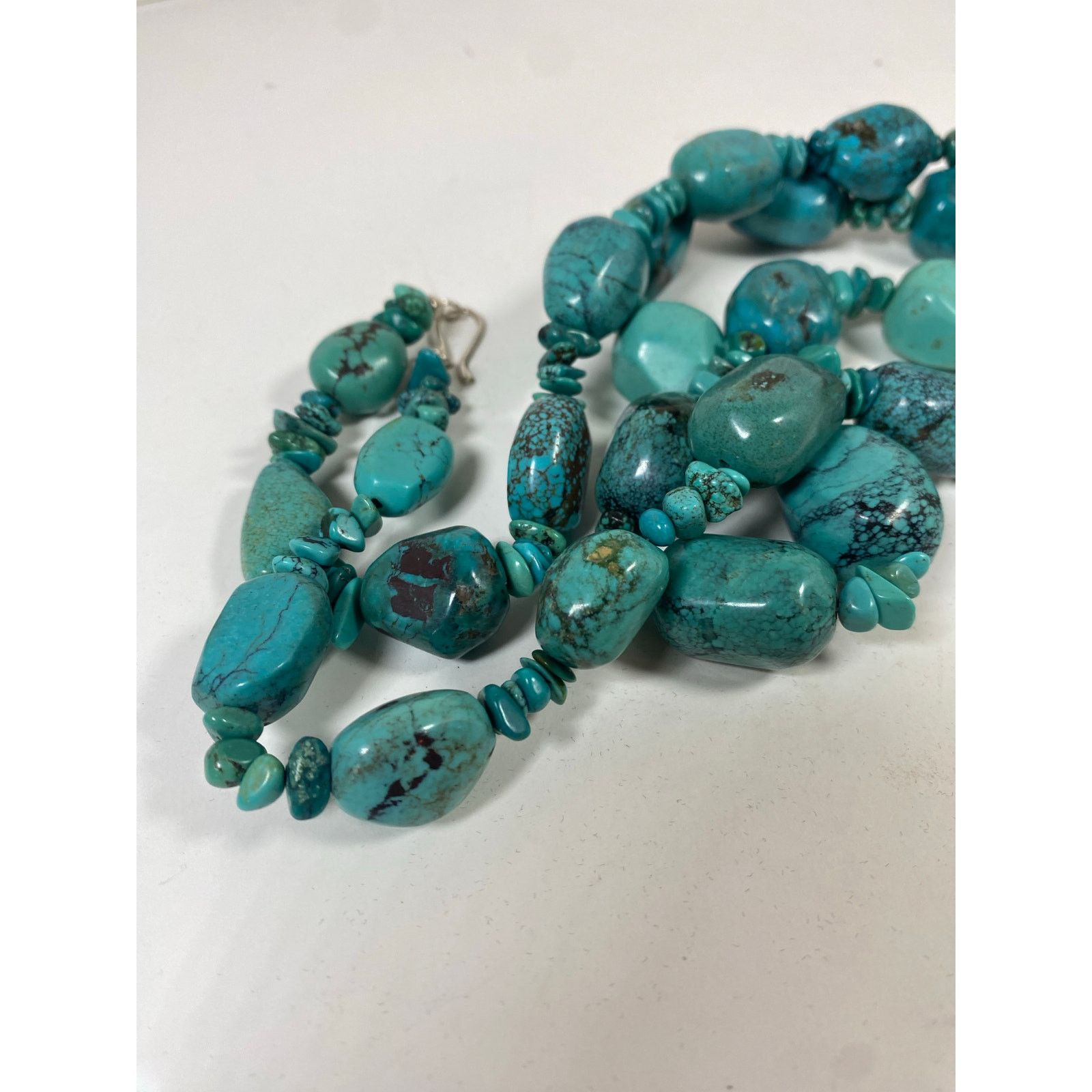 Other Faux Turquoise Cabochon Graduated Silver beaded Necklace Size ONE SIZE - 3 Thumbnail