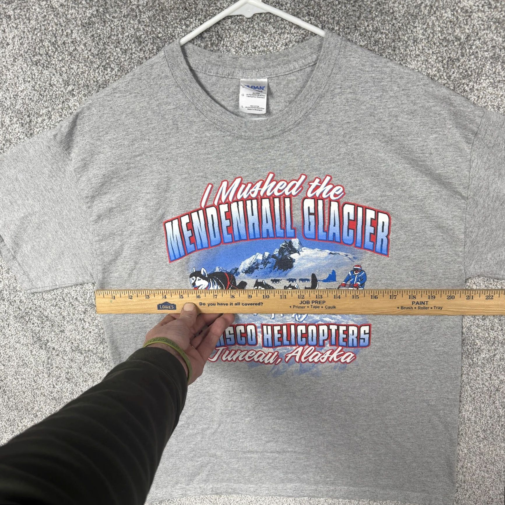 Gildan Mendenhall Glacier Juneau Alaska Dog Sledding Mush T-Shirt Mens L Gray Gorpcore Size US L / EU 52-54 / 3 - 3 Thumbnail