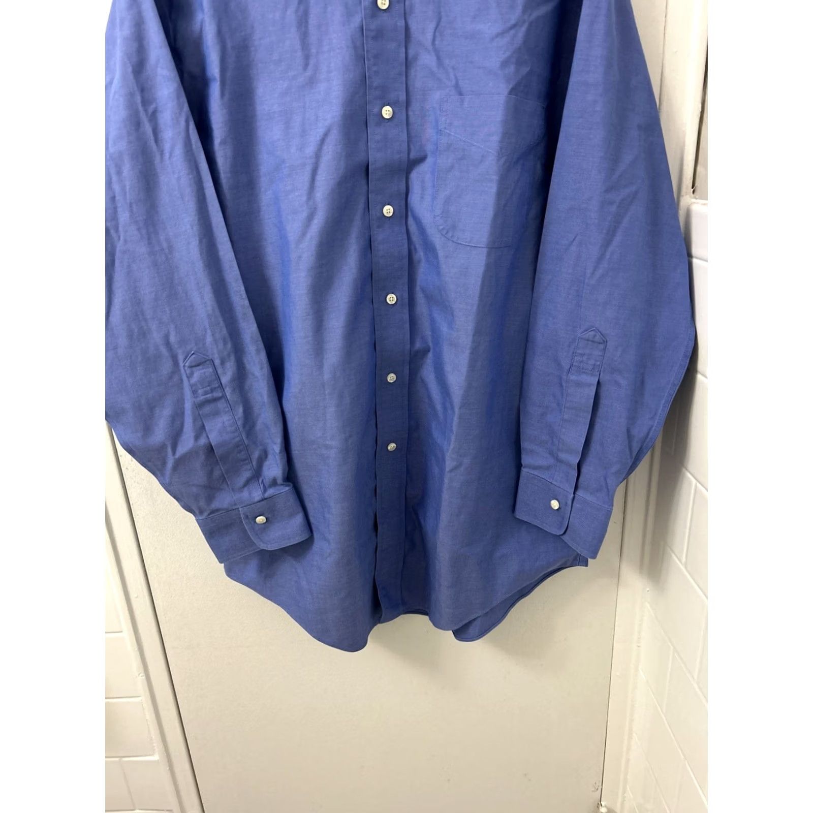 Brooks Brothers Brooks Brothers Original Polo Shirt Dress Shirt Mens 16 Blue Oxford Slim Fit Non Iron L/S Size US L / EU 52-54 / 3 - 3 Thumbnail