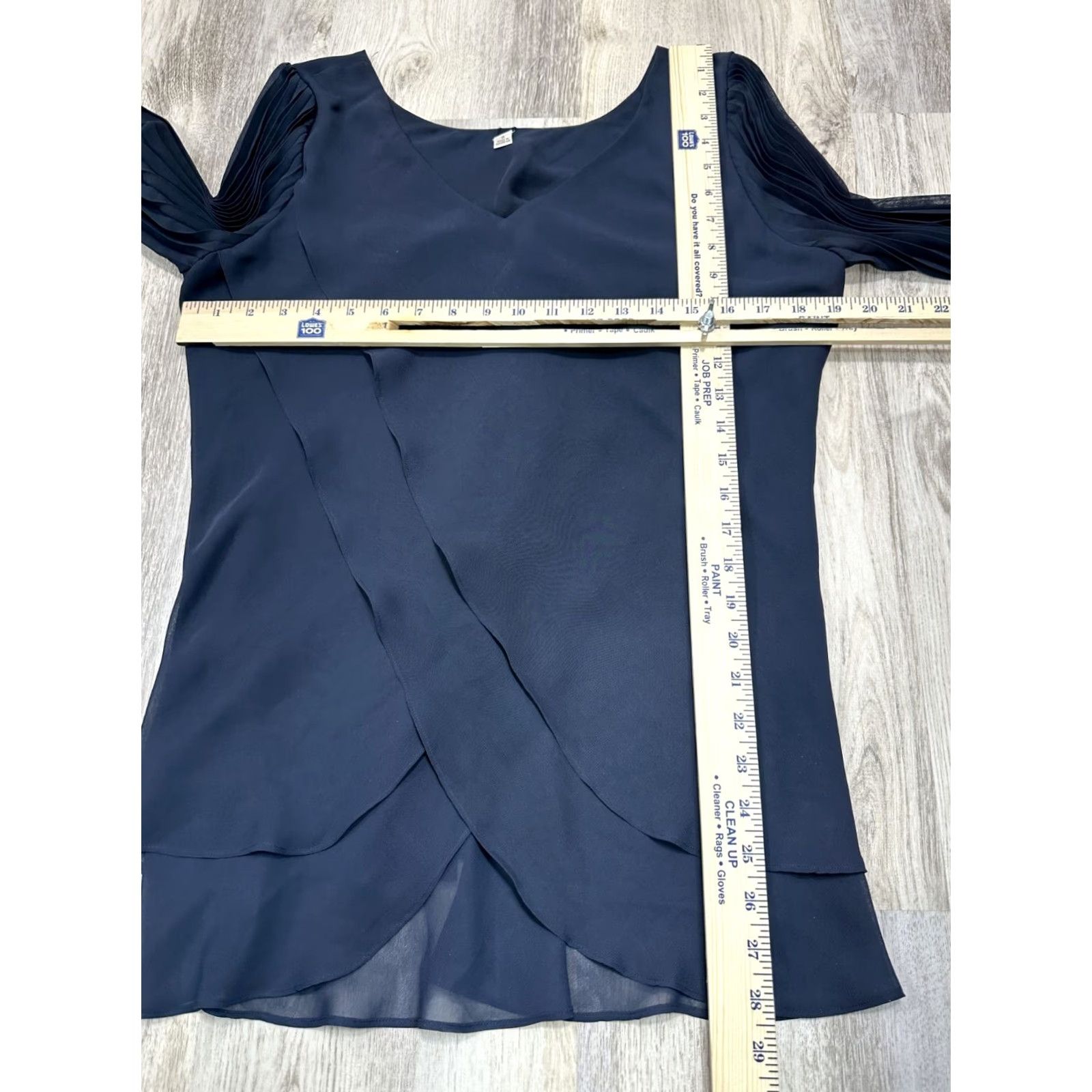Vintage Hot in Hollywood Blouse Shirt Tunic Long Sleeve XS S Pleated Sheer V-Neck Blue Women Dressy Casual Size S / US 4 / IT 40 - 2 Thumbnail