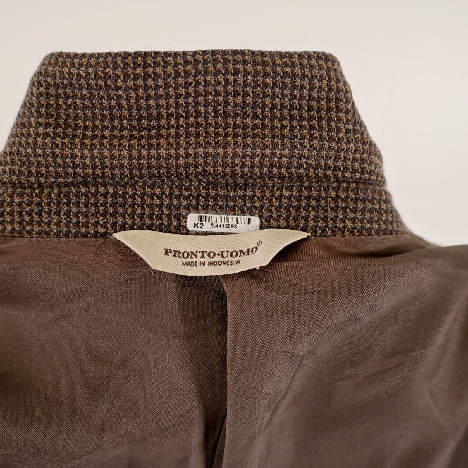 Pronto Uomo Pronto Uomo Tweed Lambswool Brown Blue Tan Check 2 Button Sp Size 50R - 12 Thumbnail