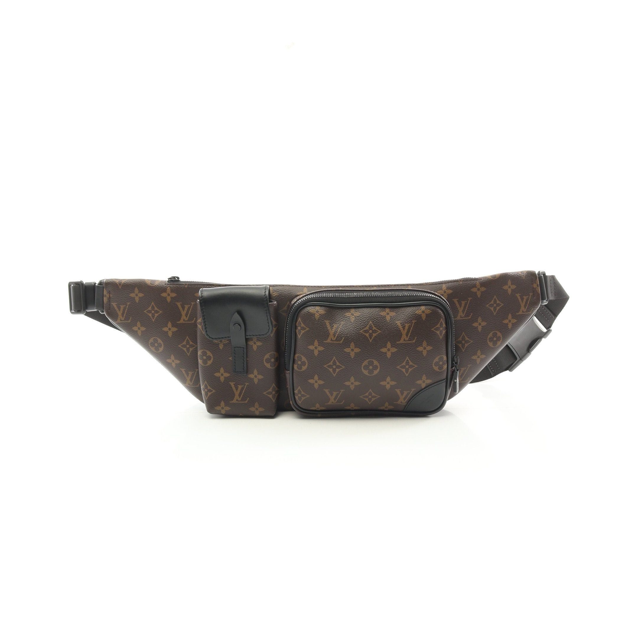 Louis Vuitton Christopher Bum Bag Monogram Macassar Body Waist Leather Brown Black
