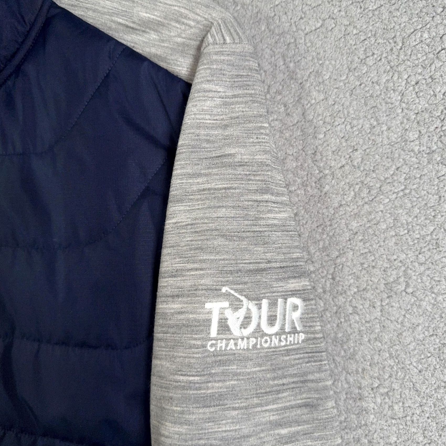 Polo Ralph Lauren RLX Ralph Lauren Tour Championship Jacket Mens M Golf Mockneck Quilted Front Zip Pockets Breathing Lightweight Navy Blue Colorblock Size US M / EU 48-50 / 2 - 2 Thumbnail