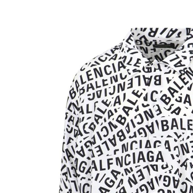 Balenciaga o1tr1nto0426 Logo Strips Minimal Shirt Large Fit White/Black Size US L / EU 52-54 / 3 - 4 Thumbnail